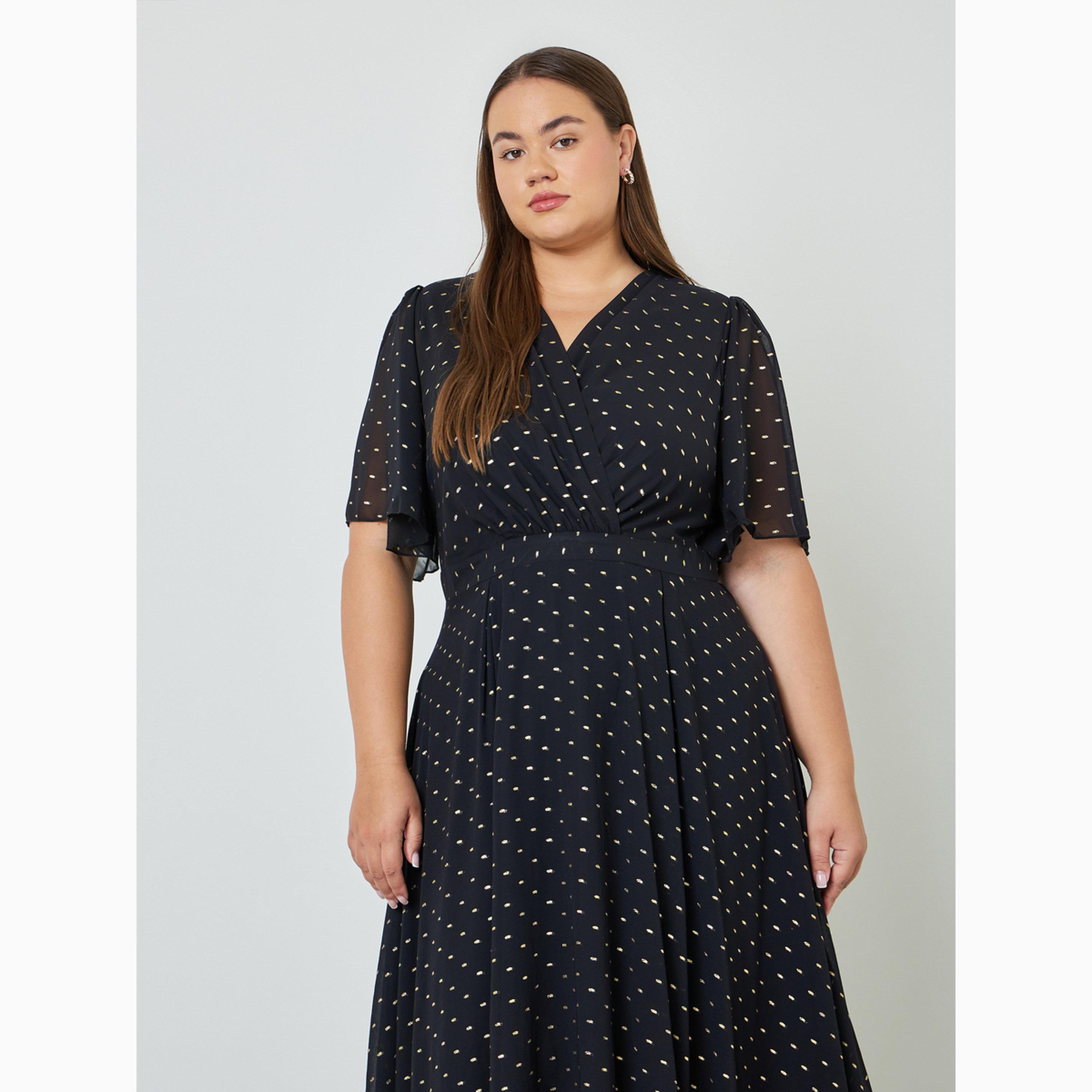 فستان ماكسي طويل بقصة راقية وطبعة رقائق معدنية بمقاس كبير-women-clothing-dresses-image-2