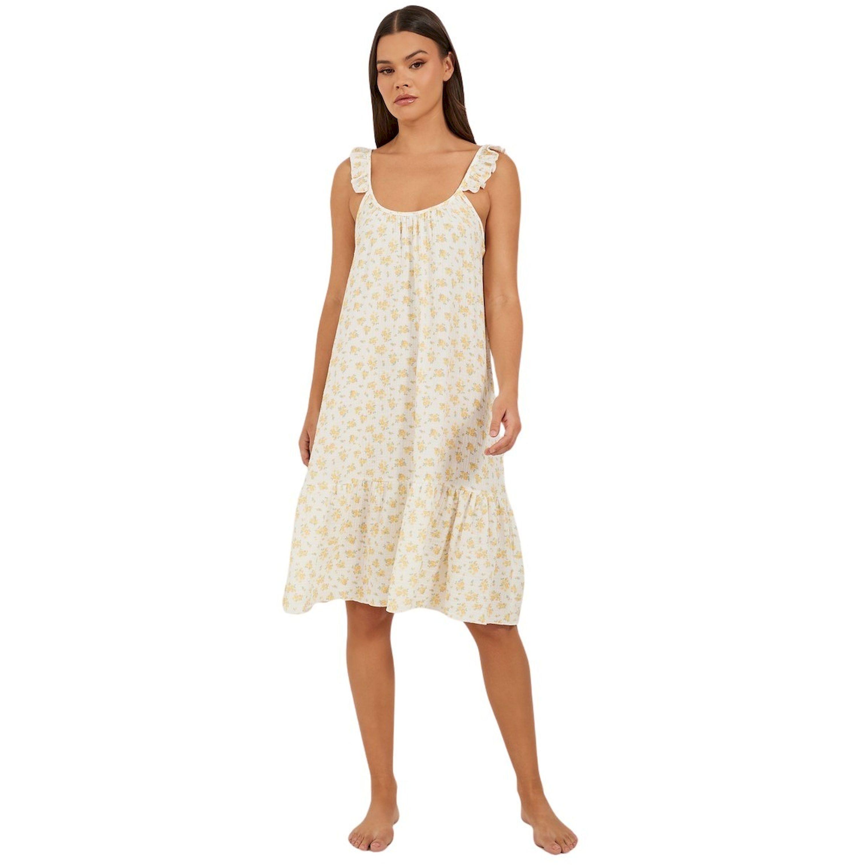 ستايلي - فستان شاش قطني للركبة بطبعة زهور صغيرة مع حاشية وأكمام كشكش-women-clothing-nightwear-nighties-image-1