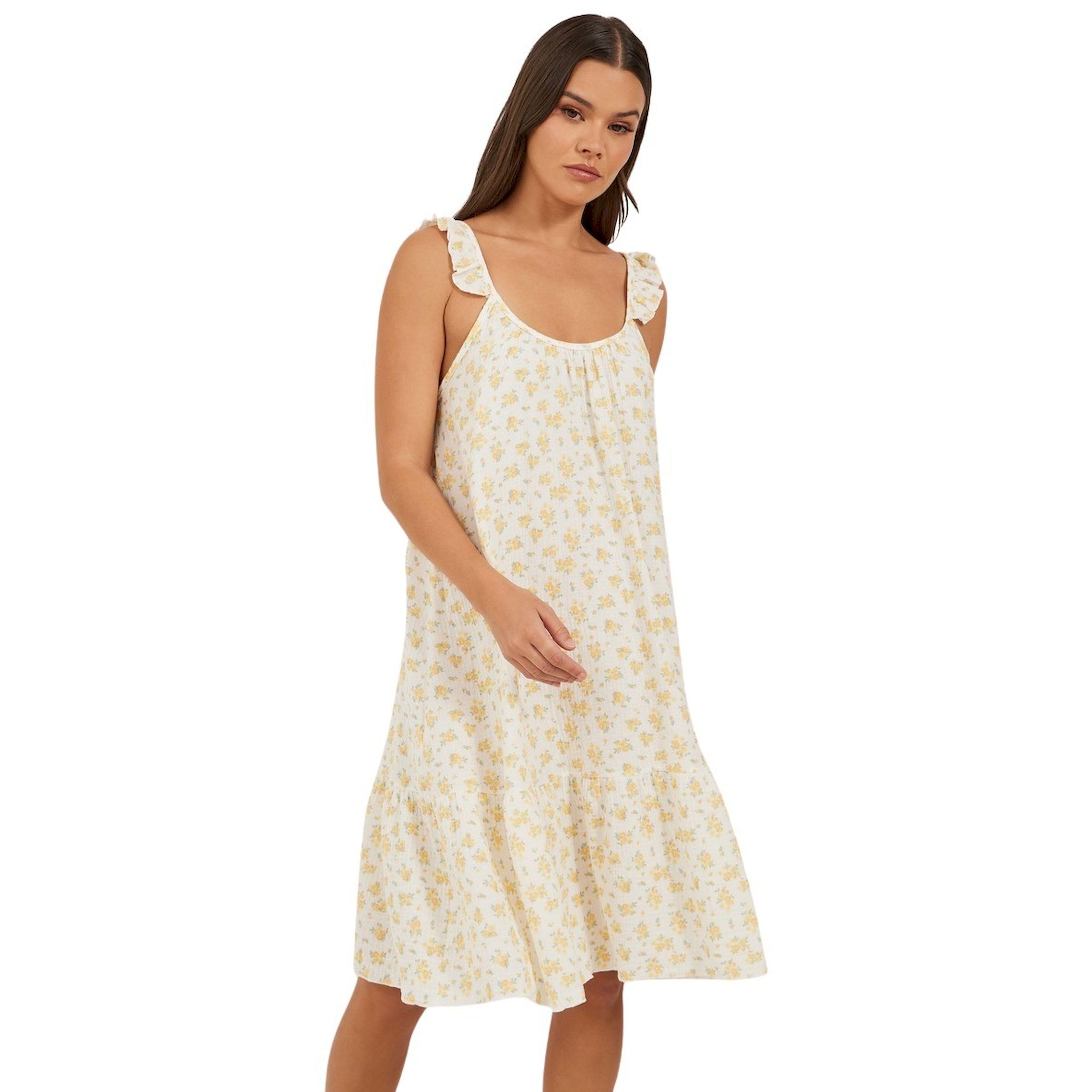 ستايلي - فستان شاش قطني للركبة بطبعة زهور صغيرة مع حاشية وأكمام كشكش-women-clothing-nightwear-nighties-image-2