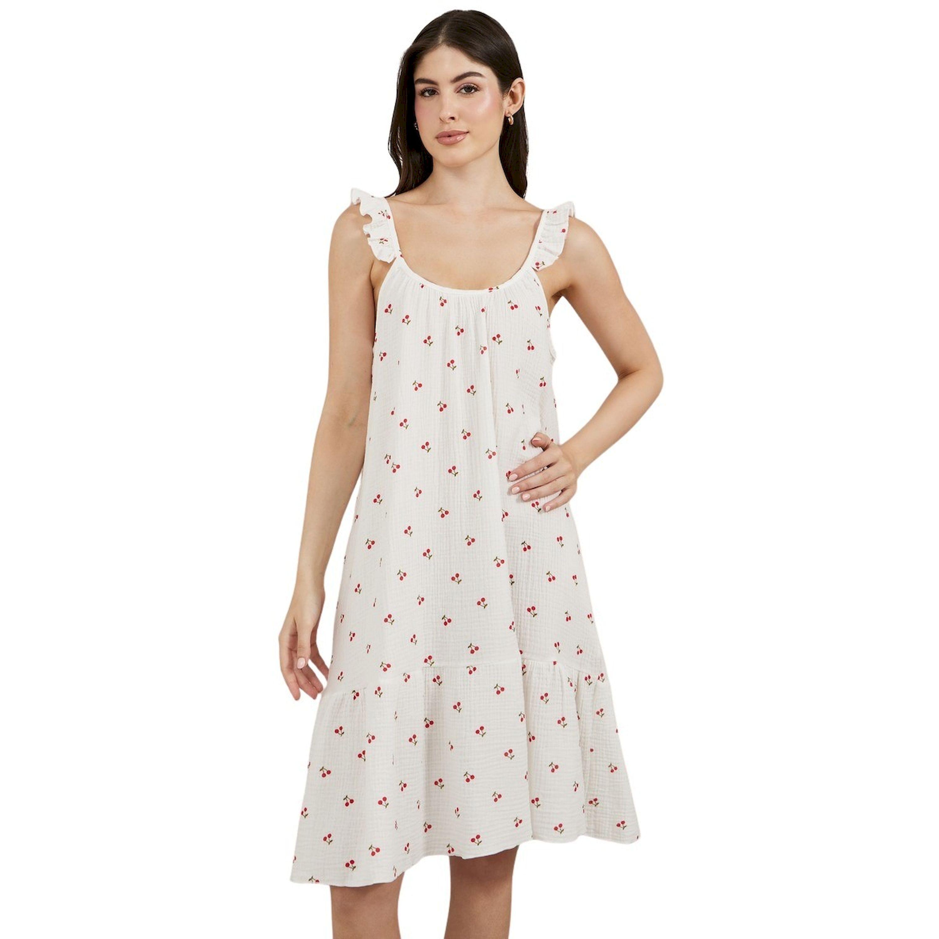 Styli Cherry Print Ruffled Trim Cotton Slip Dress-women-clothing-nightwear-nighties-image-2