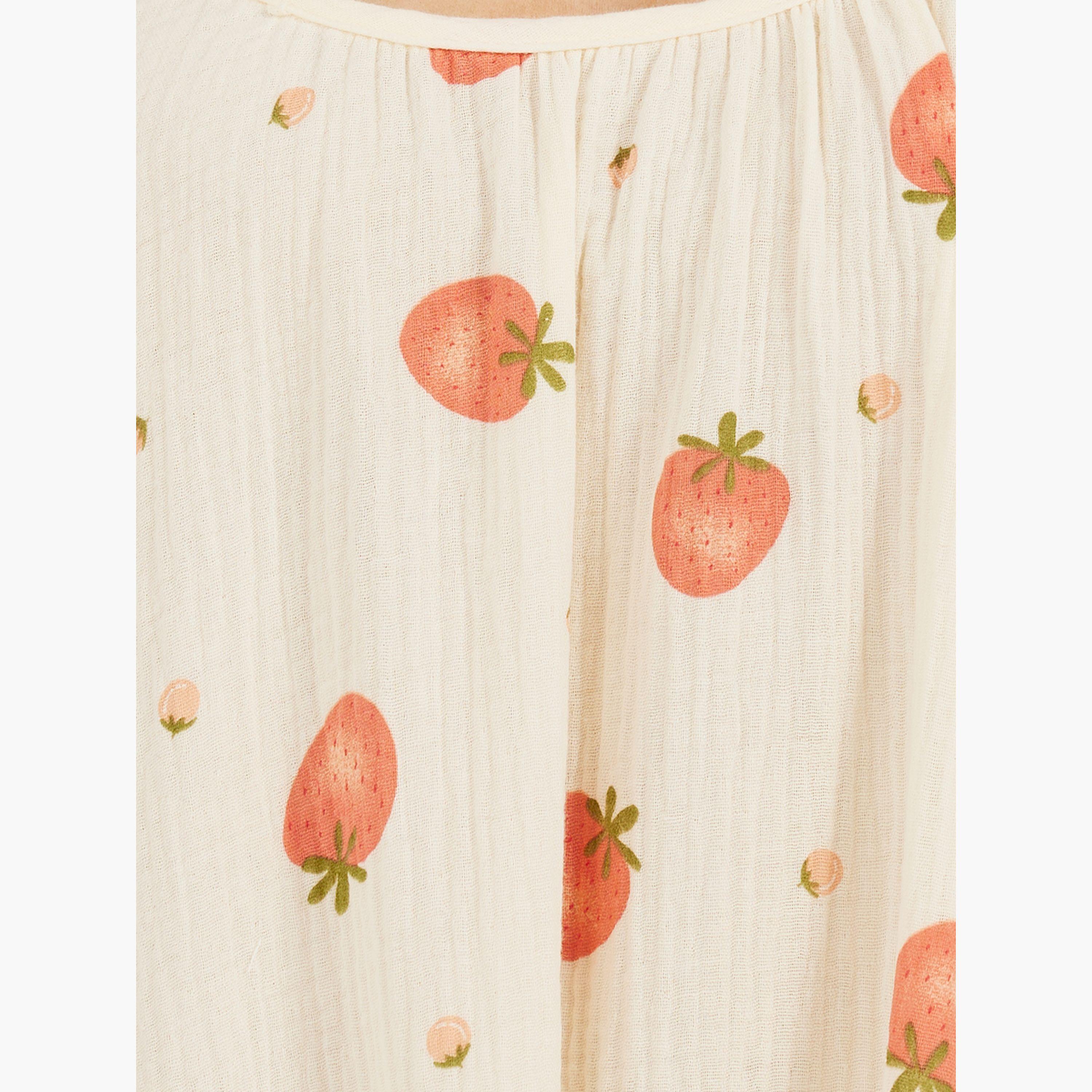 Styli Strawberry Print Ruffled Trim Cotton Slip Dress-women-clothing-nightwear-nighties-image-3