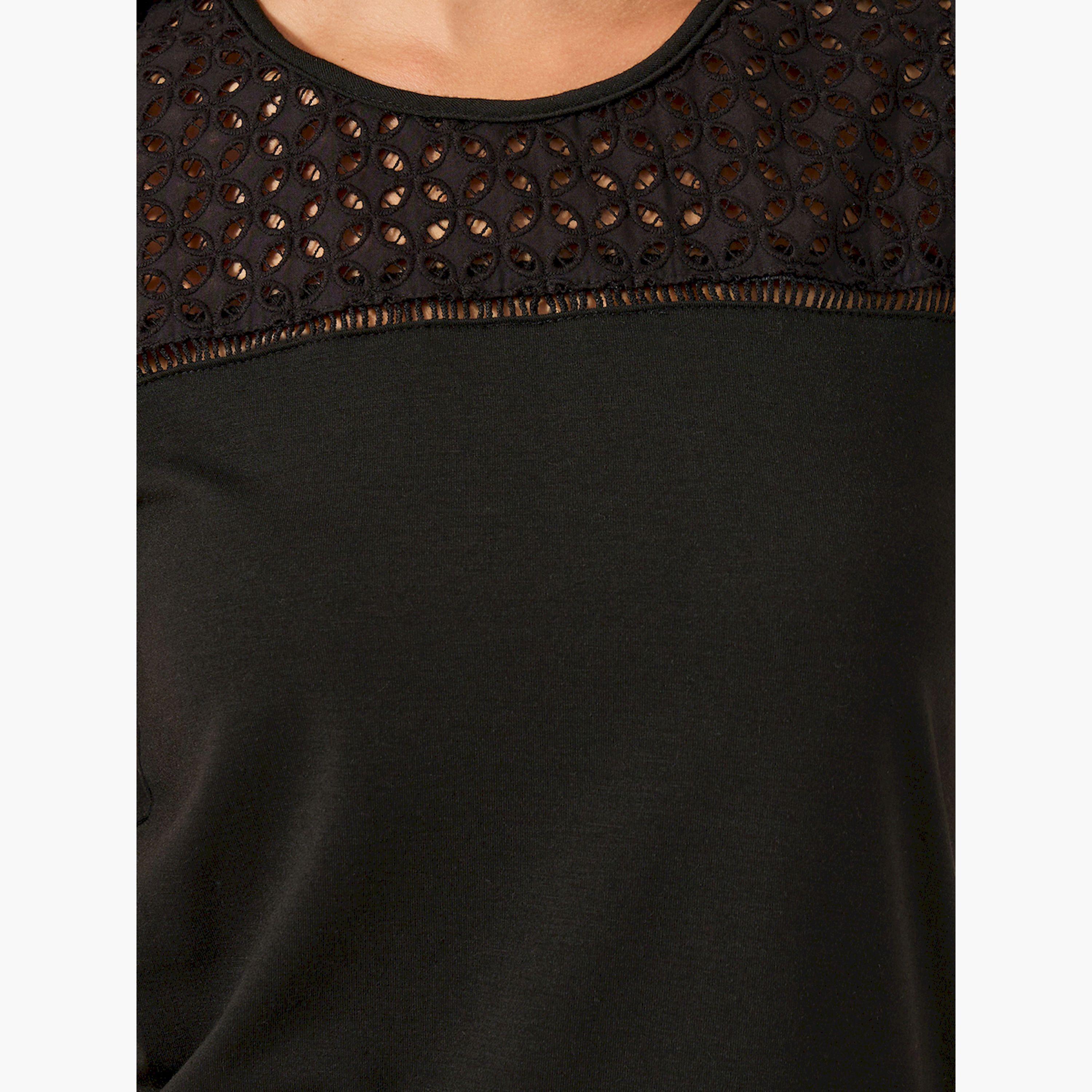 Styli Schiffli Yoke Pompom Trim Detail Top and Pyjama Pants Set-women-clothing-nightwear-pyjamas-longsets-image-5