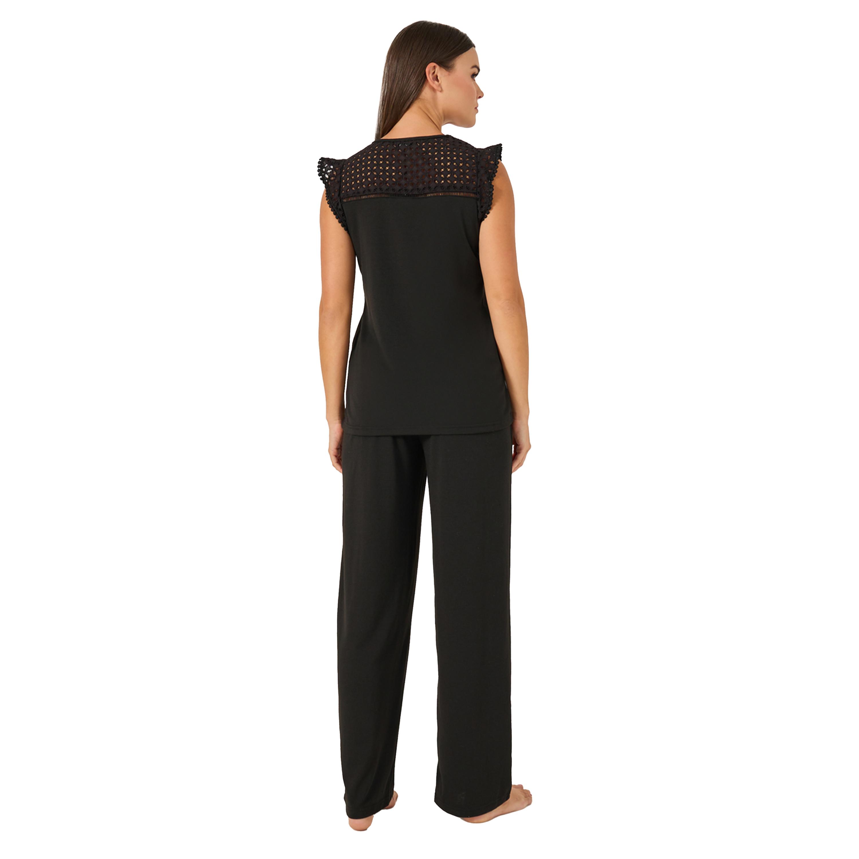 Styli Schiffli Yoke Pompom Trim Detail Top and Pyjama Pants Set-women-clothing-nightwear-pyjamas-longsets-image-6