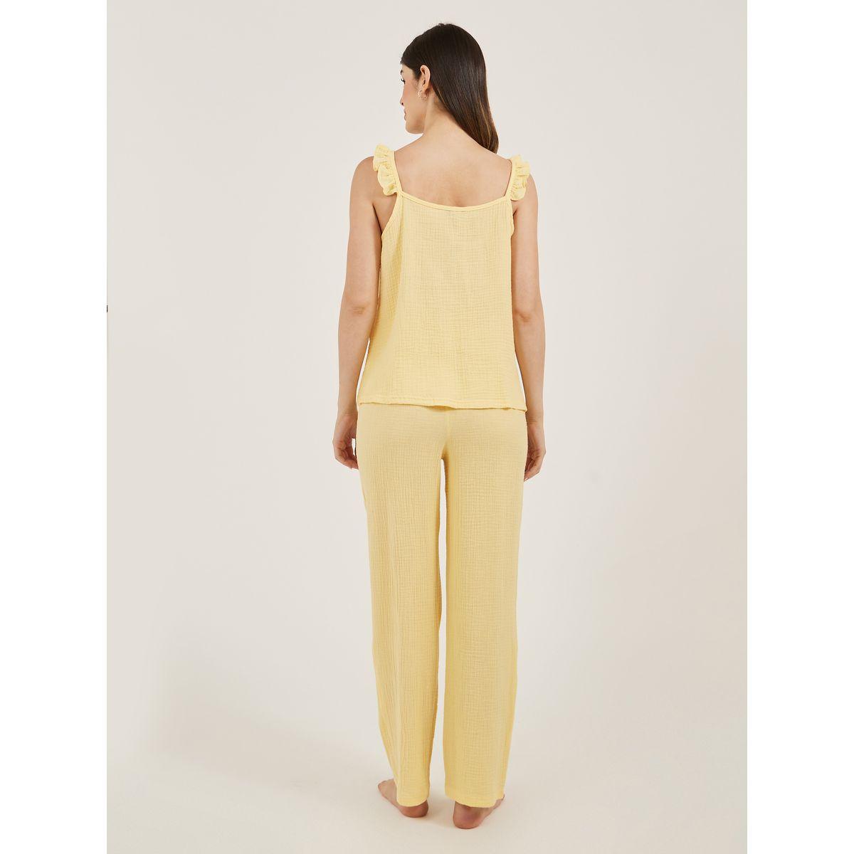 Styli Cotton Gauze Ruffle Cami and Pyjama Set-women-clothing-nightwear-pyjamas-longsets-image-4