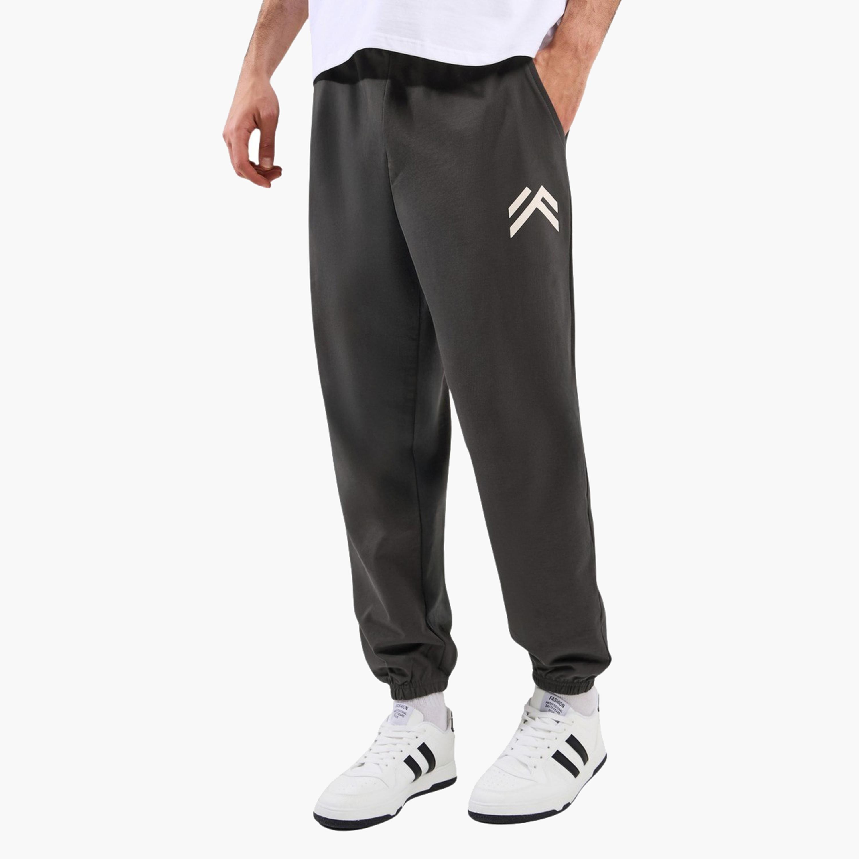 Styli Mid Rise Oversized Joggers with Minimal Print-men-clothing-bottoms-joggers-image-1
