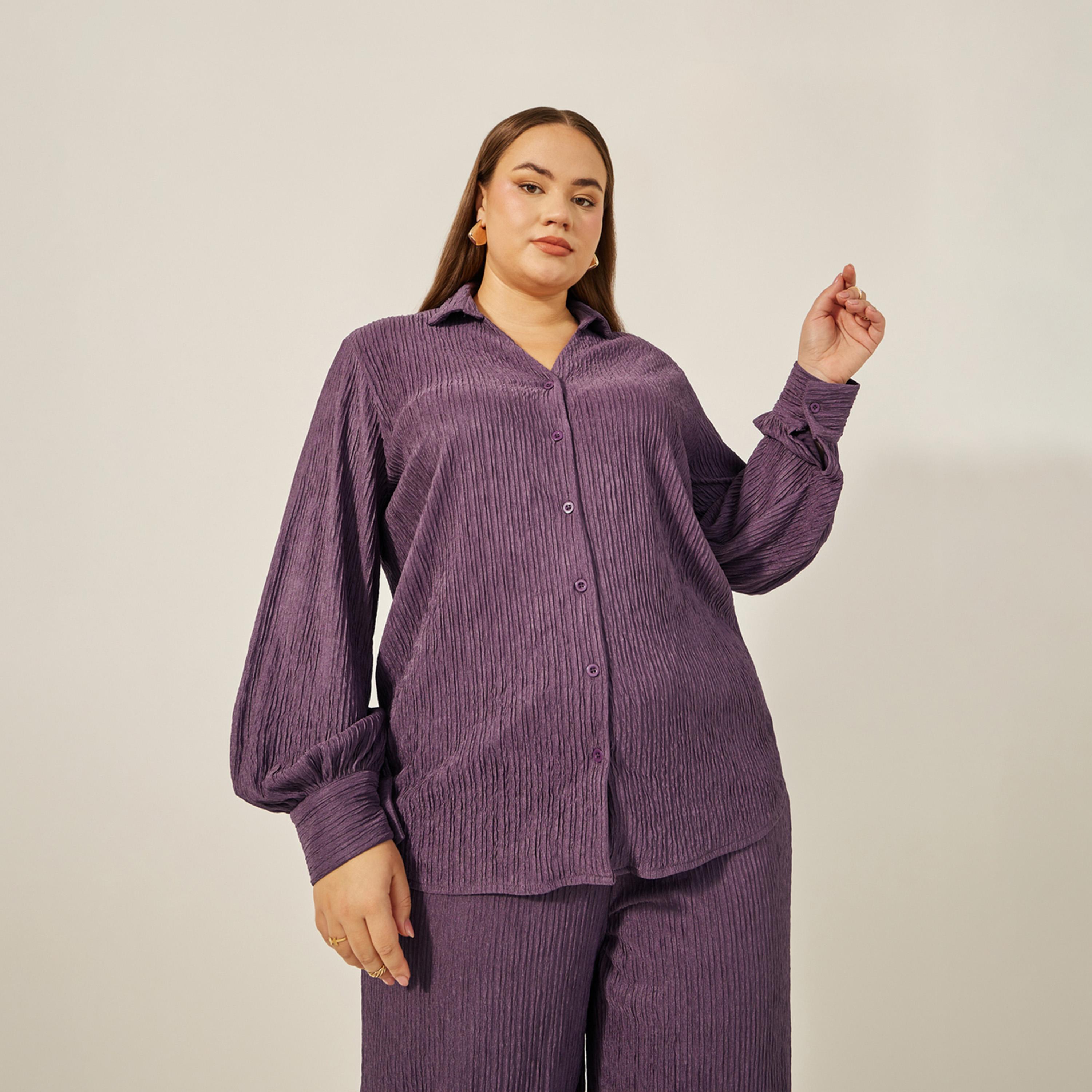 Styli Plus Size Textured Mid-Rise Wide Leg Pants-women-clothing-bottoms-trousers-image-3