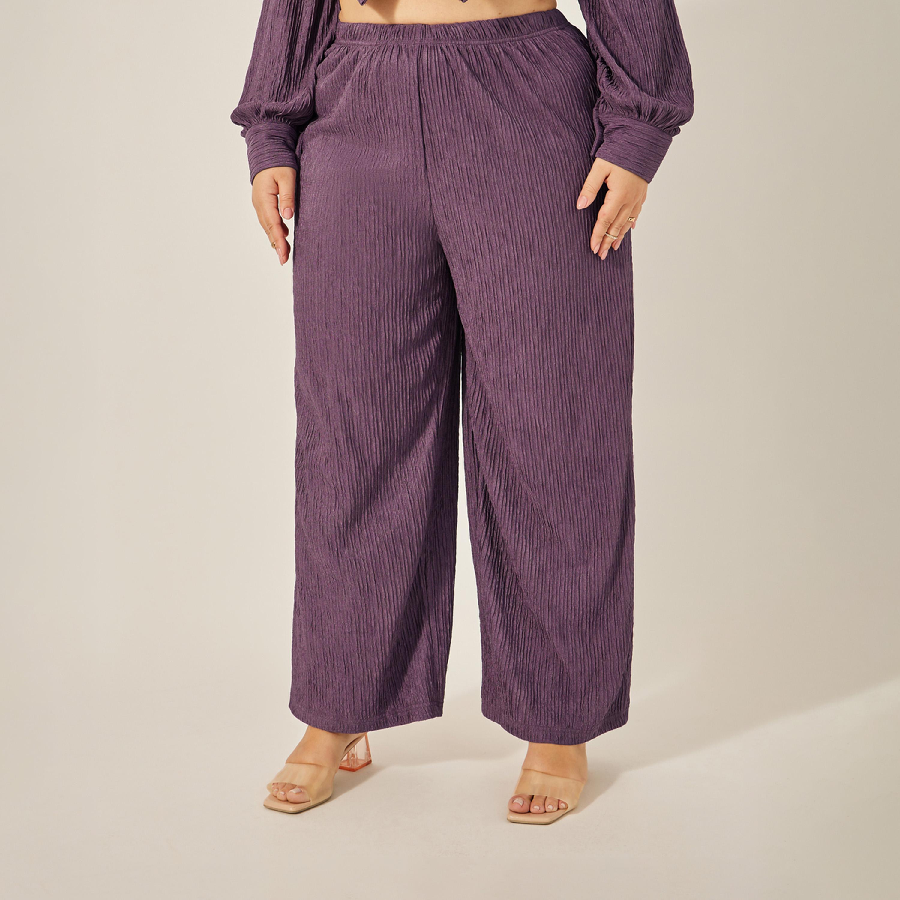 Styli Plus Size Textured Mid-Rise Wide Leg Pants-women-clothing-bottoms-trousers-image-5