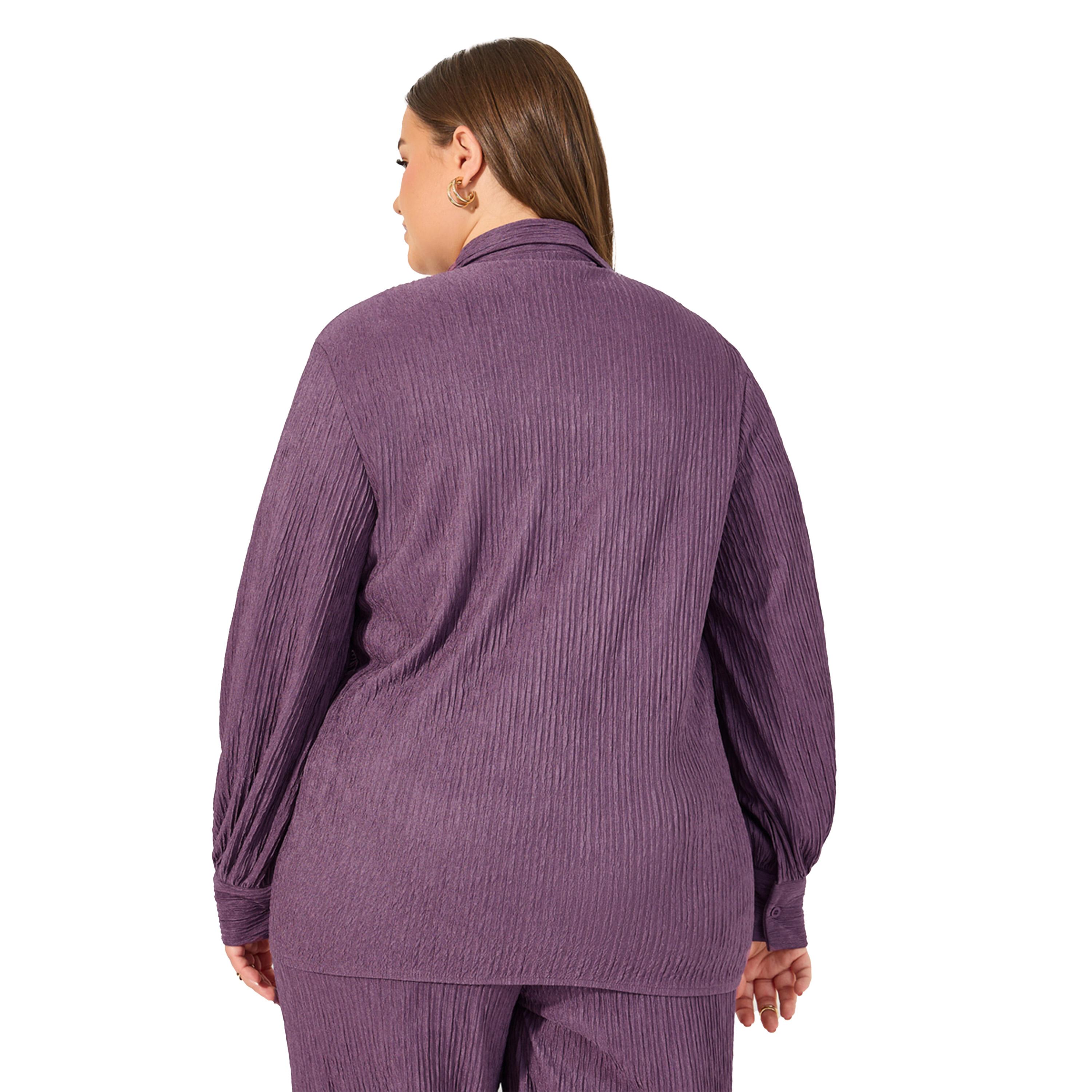 ستايلي -   قميص سادة مقاس كبيربأكمام طويلة-women-clothing-shirtsandblouses-shirts-image-5
