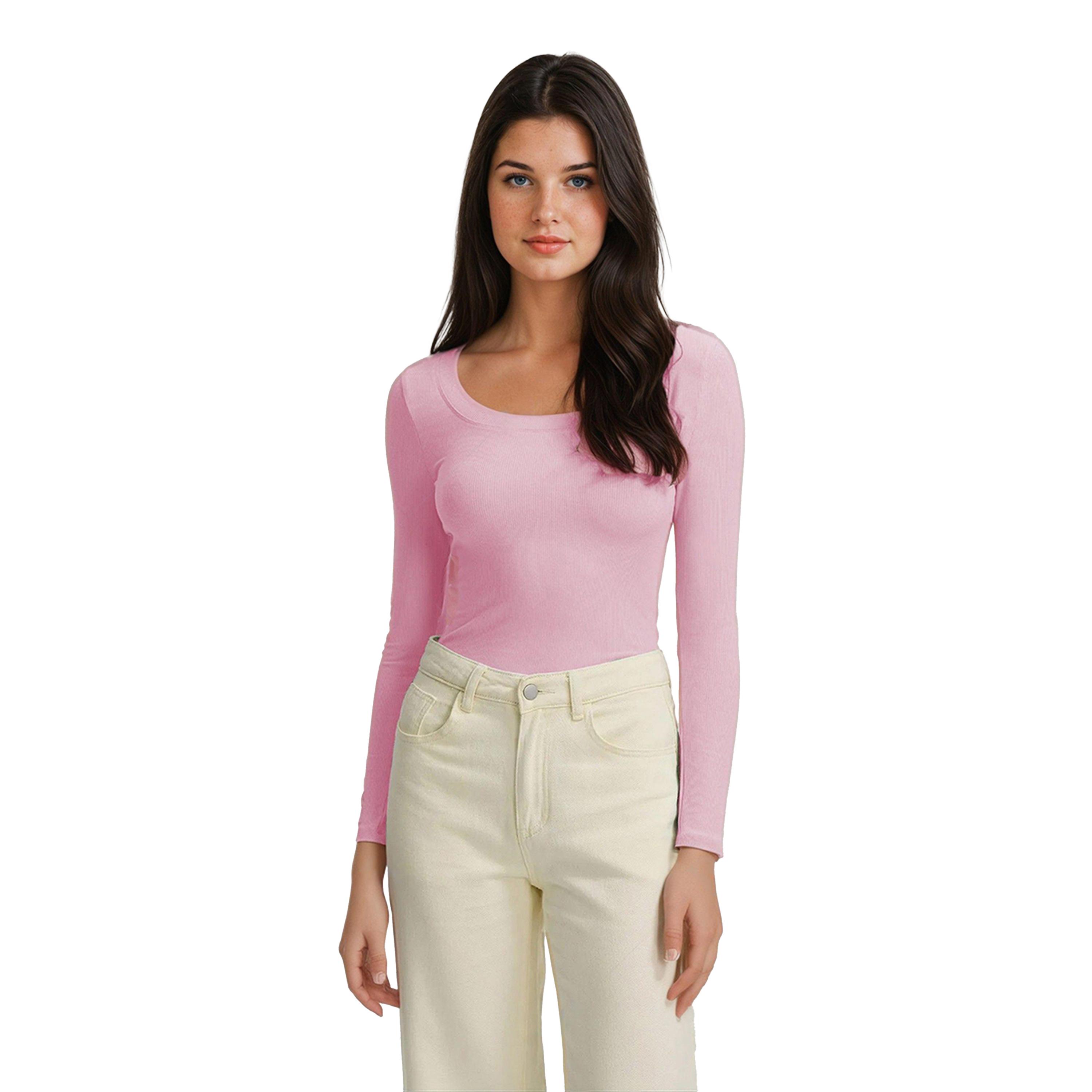 Kotty X Styli Ribbed Slim Fit Long Sleeve T-Shirt-women-clothing-tshirts-image-1
