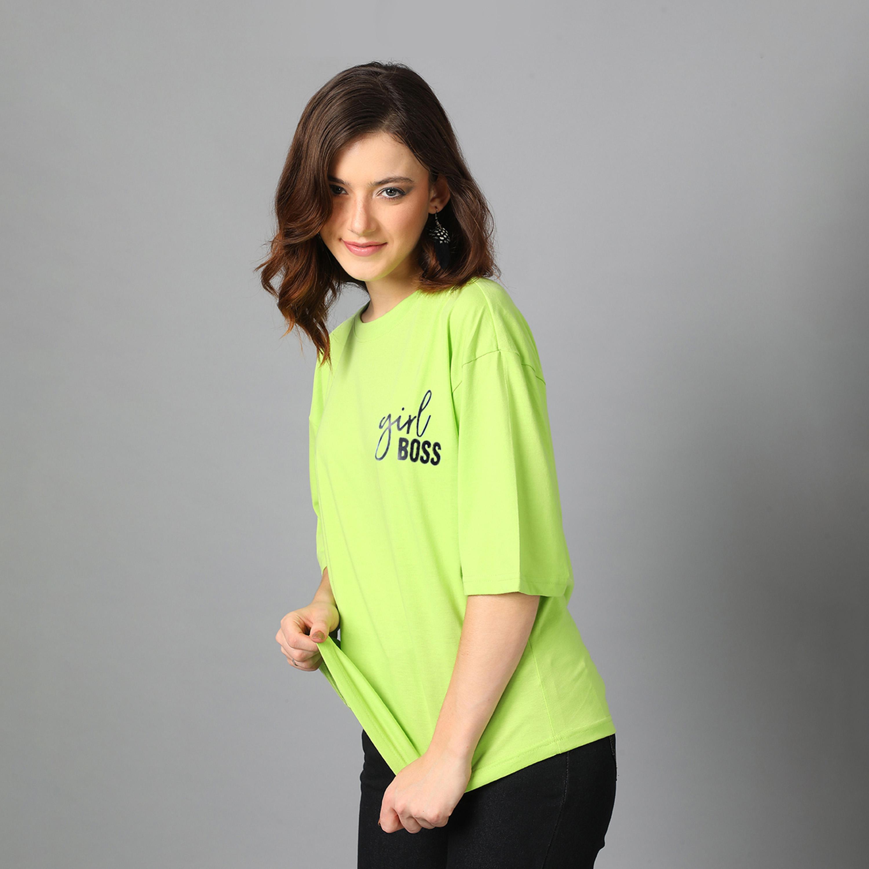 كوتي × ستايلي - تي شيرت نسائي مطبوع كبير الحجم من مزيج قطني - أخضر-women-clothing-tshirts-image-6