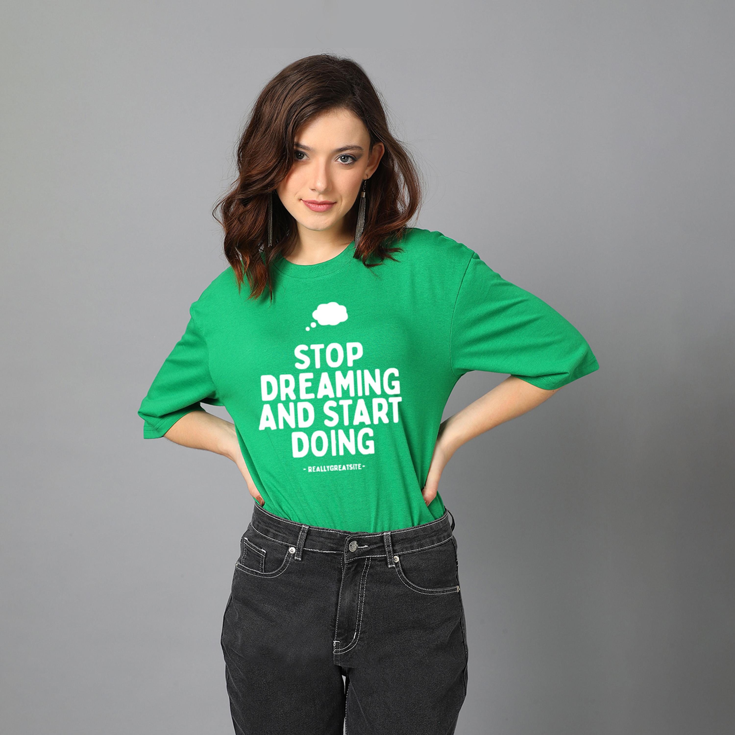 Kotty X Styli Womens Cotton Blend Printed Oversized s Green T-shirt-women-clothing-tshirts-image-6