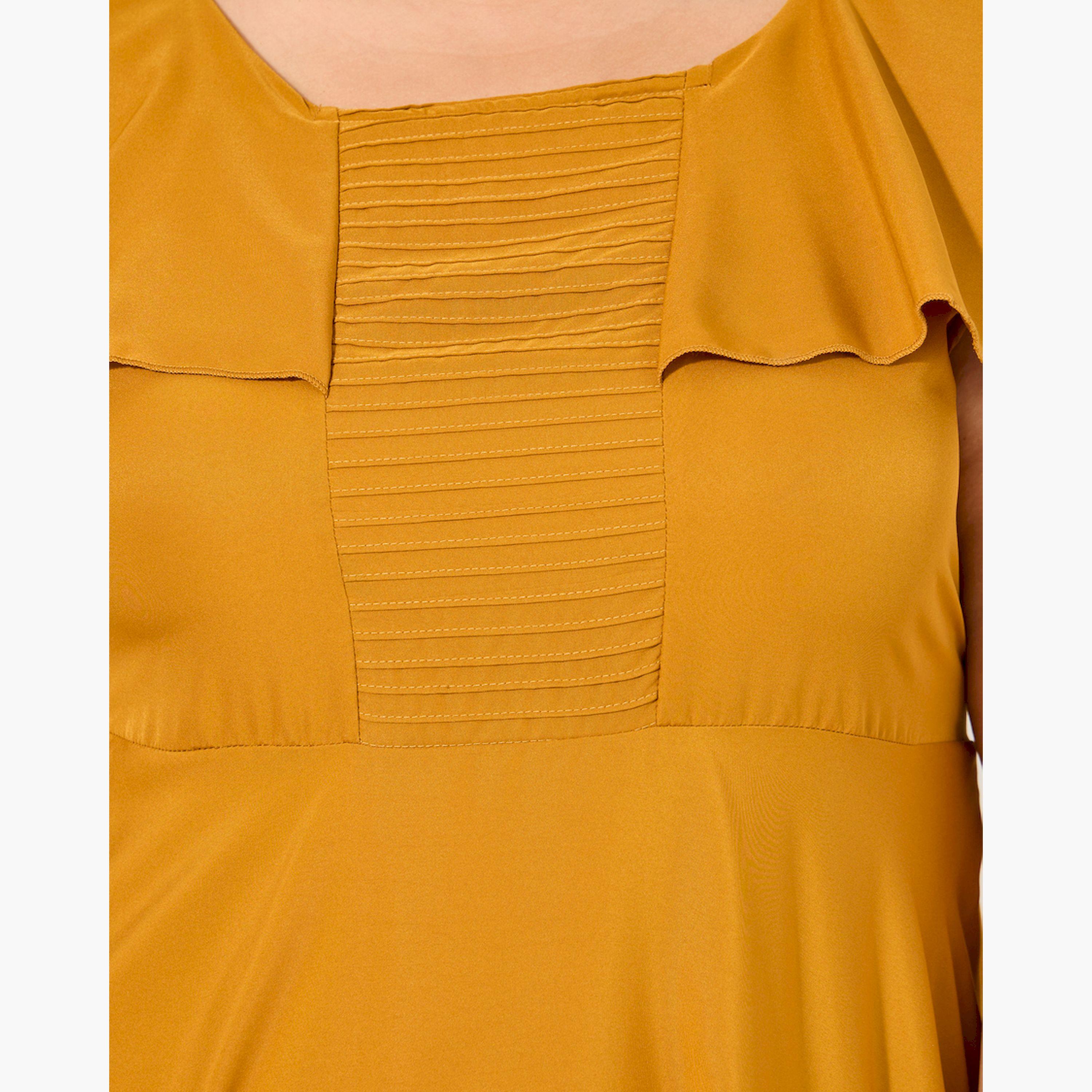 Styli Plus Size Solid Pintuck Detail A-Line Midi Dress-women-clothing-dresses-image-4