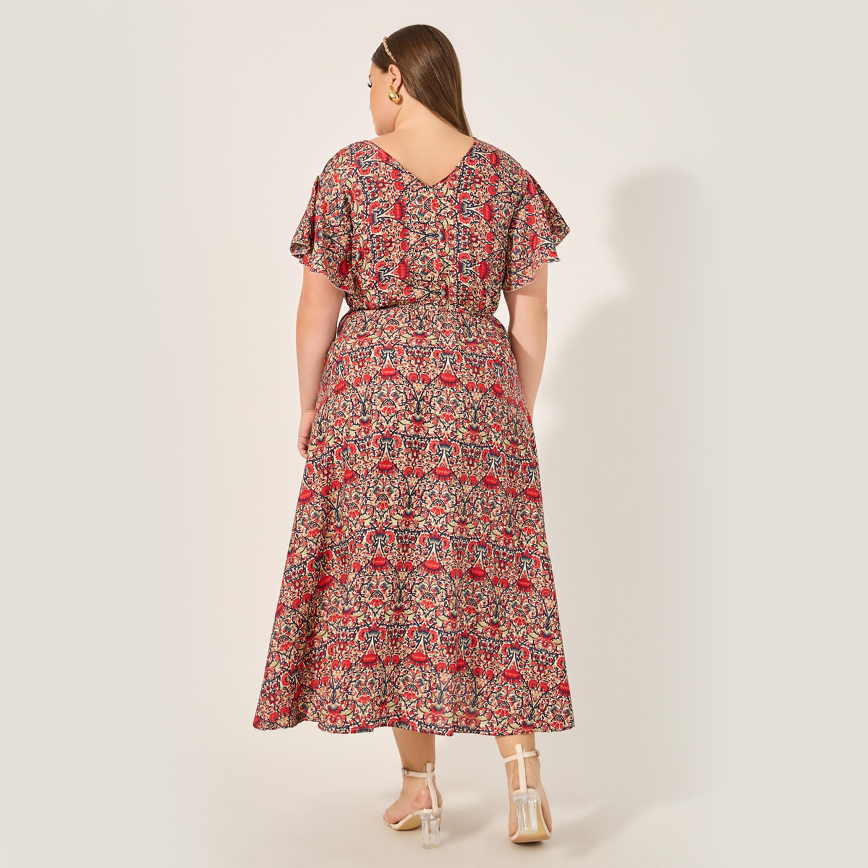 Styli Plus Size All Over Printed V Neck A-Line Midi Dress-women-clothing-dresses-image-5