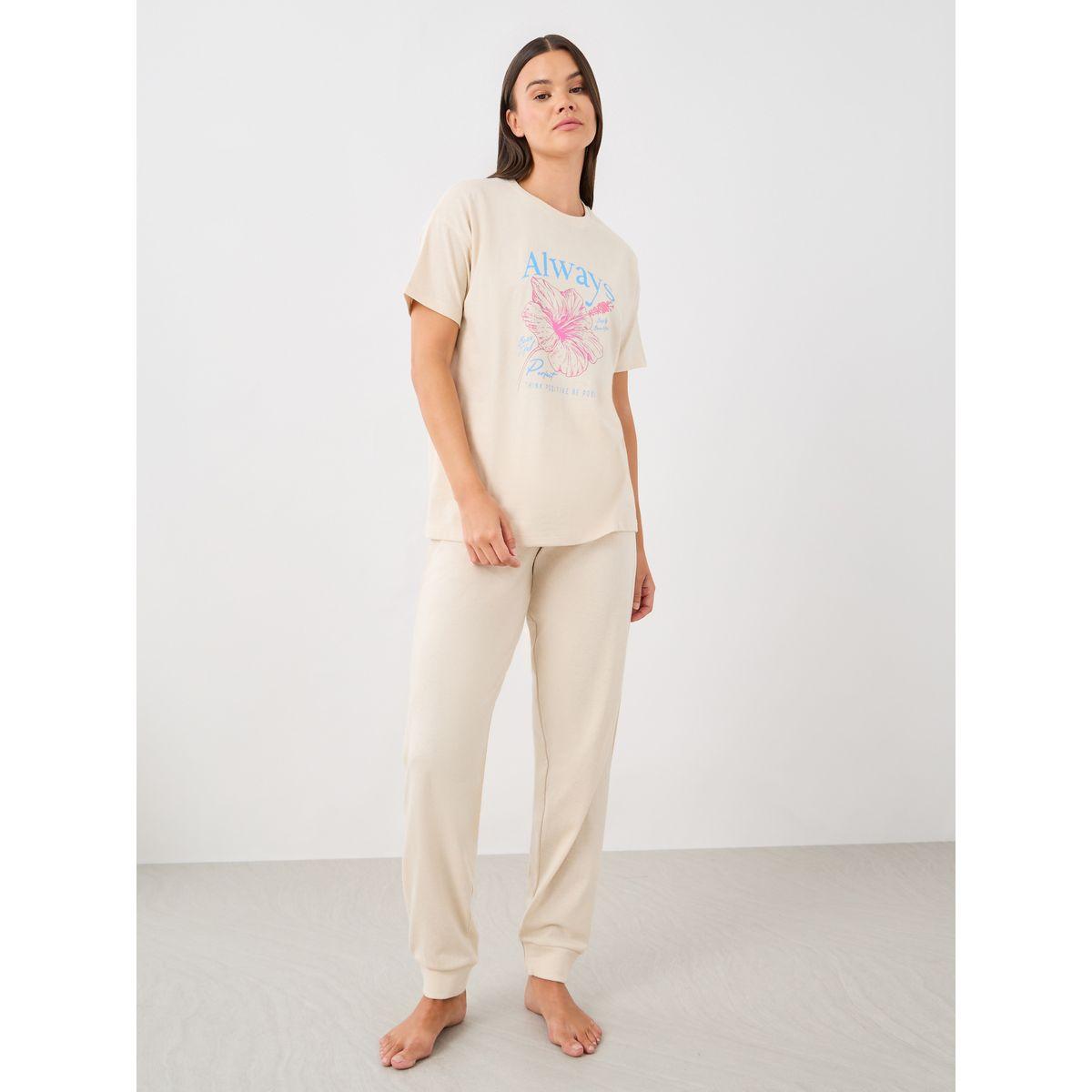 Styli Graphic Print T-Shirt and Cuffed Pyjama Set-women-clothing-nightwear-pyjamas-longsets-image-1