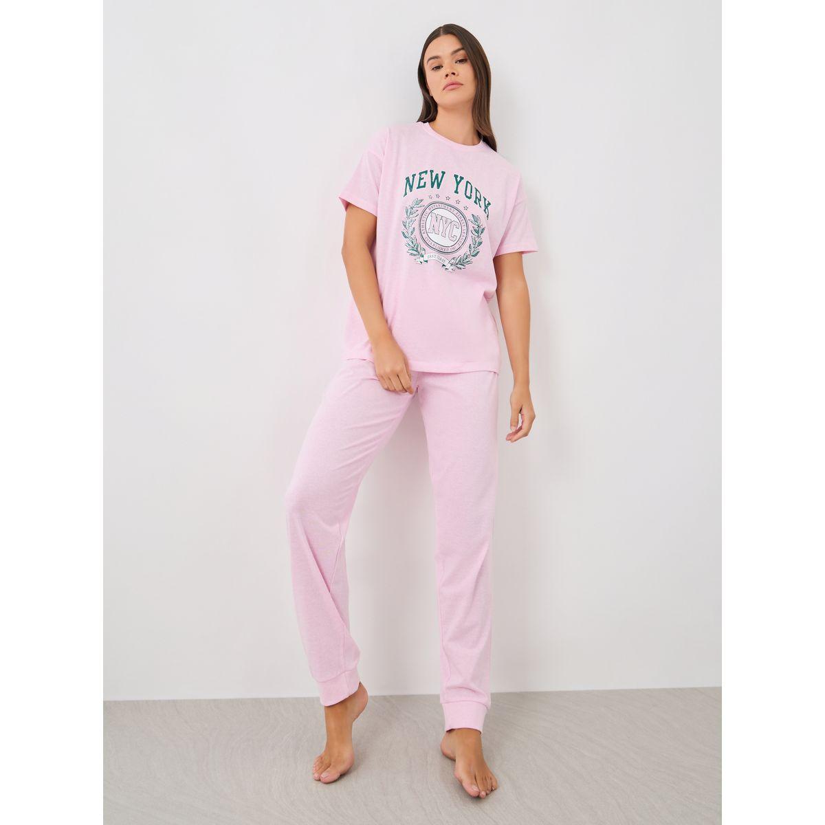 Styli NYC Graphic Print Dropped Shoulder and Cuffed Pyjama Set-women-clothing-nightwear-pyjamas-longsets-image-1
