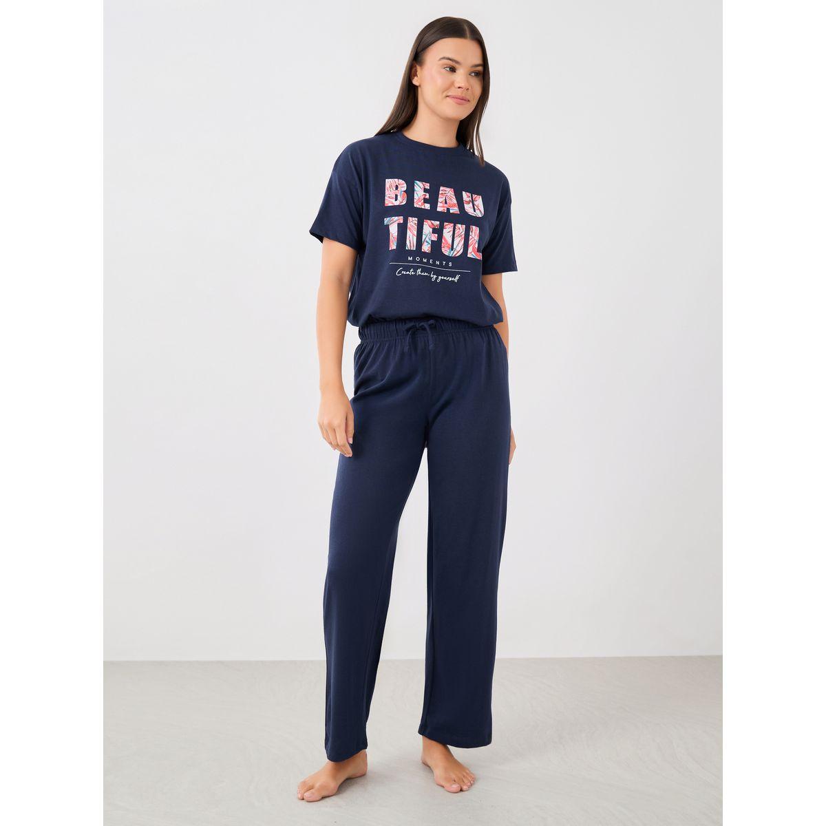 Styli Graphic print Dropped Shoulder T-Shirt and Pyjama Set-women-clothing-nightwear-pyjamas-longsets-image-4