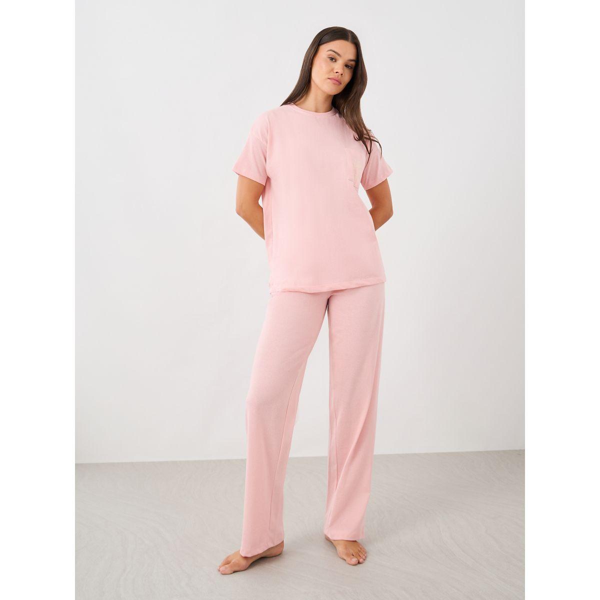 طقم بيجاما من بنطال وتيشيرت بأكتاف منخفضة-women-clothing-nightwear-pyjamas-longsets-image-2