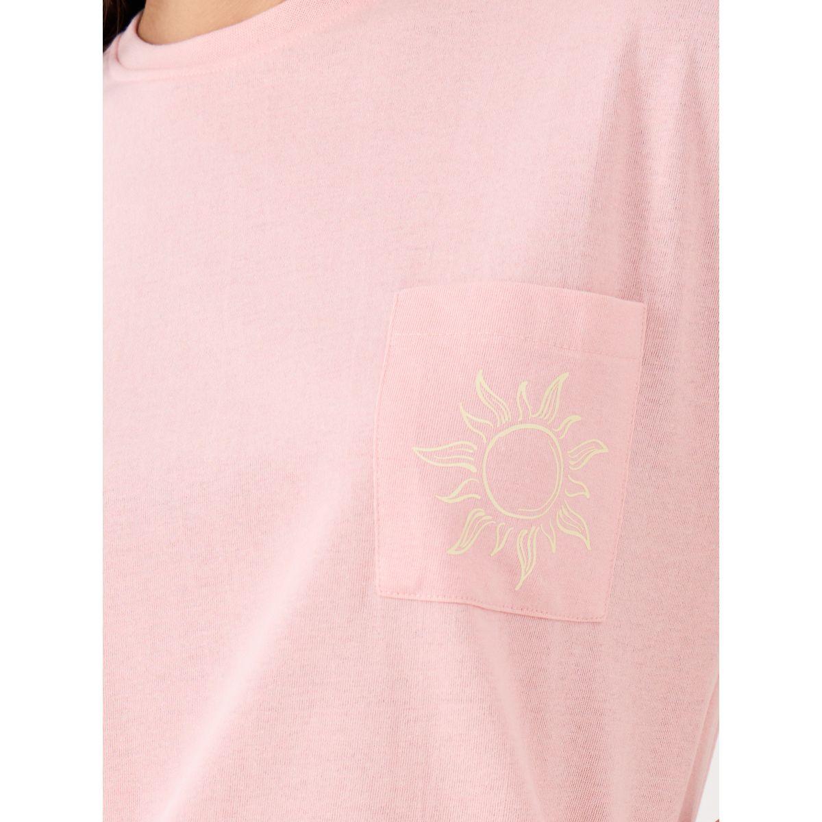 Styli Beach Graphic Pocket Dropped Shoulder T-Shirt and Straight Pyjama Set-women-clothing-nightwear-pyjamas-longsets-image-4