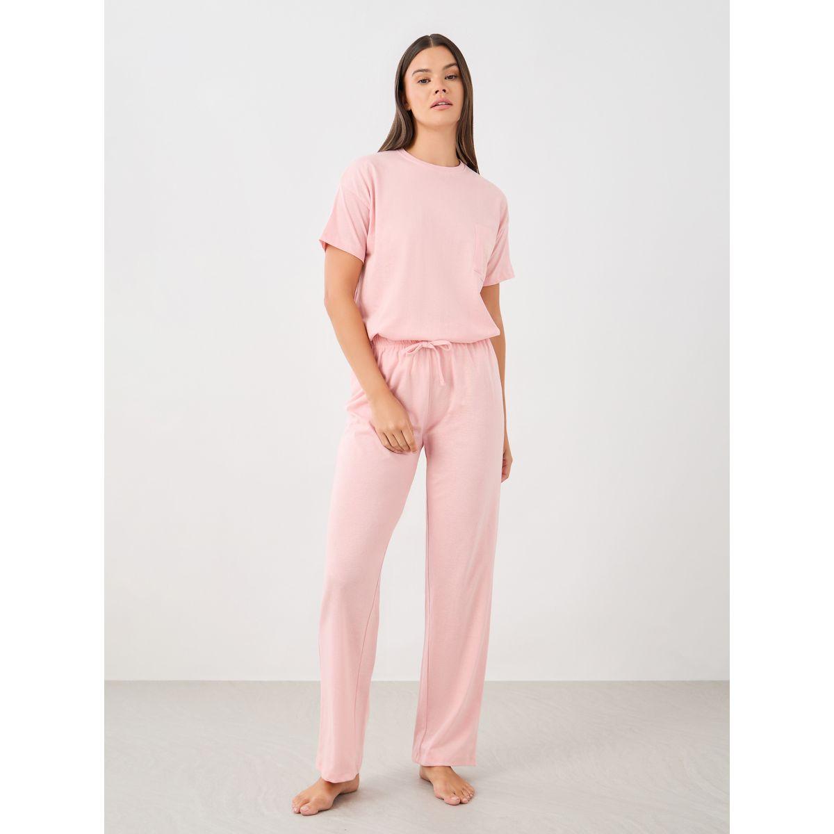 Styli Beach Graphic Pocket Dropped Shoulder T-Shirt and Straight Pyjama Set-women-clothing-nightwear-pyjamas-longsets-image-6