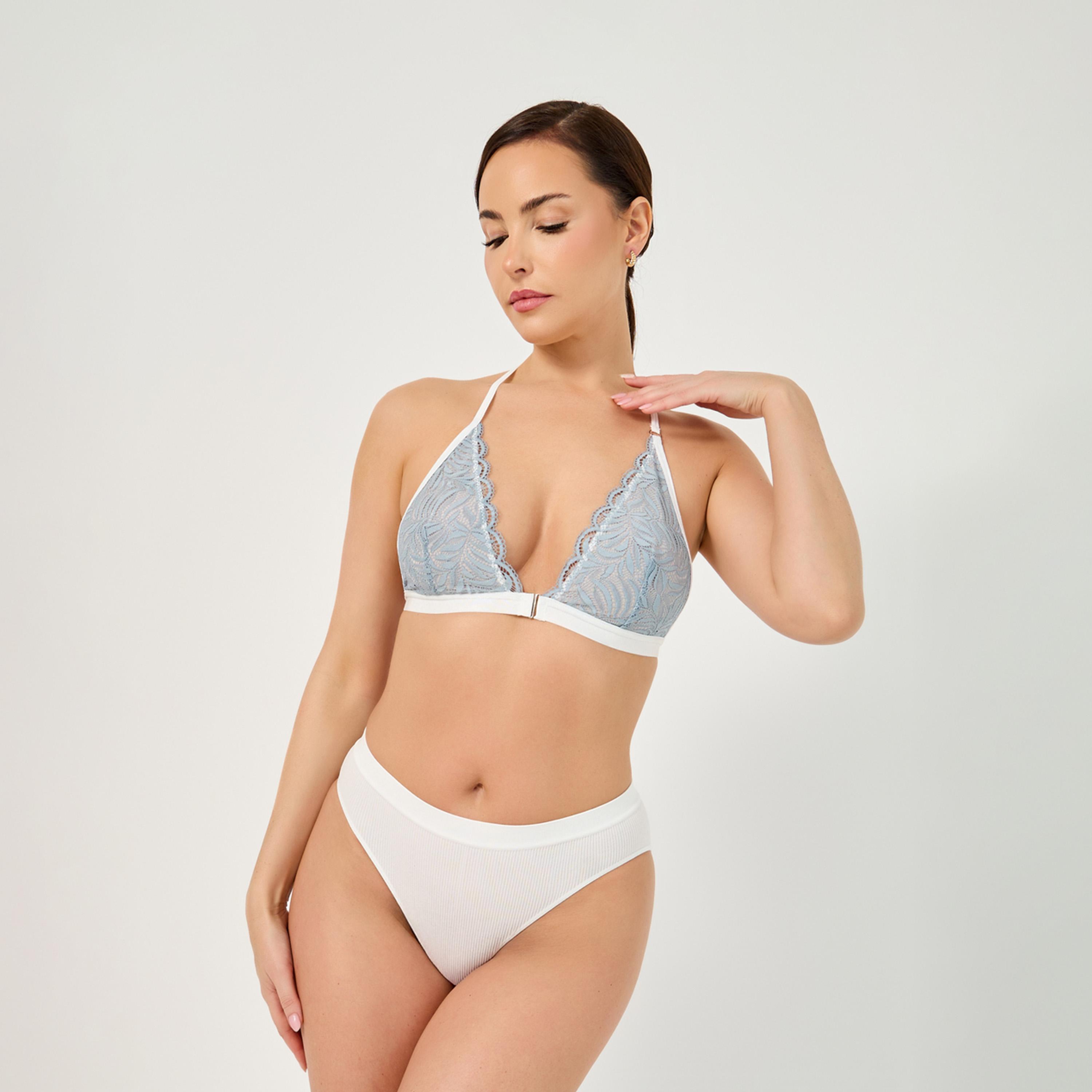 ستايلي - حمالة صدر من الدانتيل بإغلاق أمامي وحافة متعرجة-women-clothing-lingerie-bras-image-1