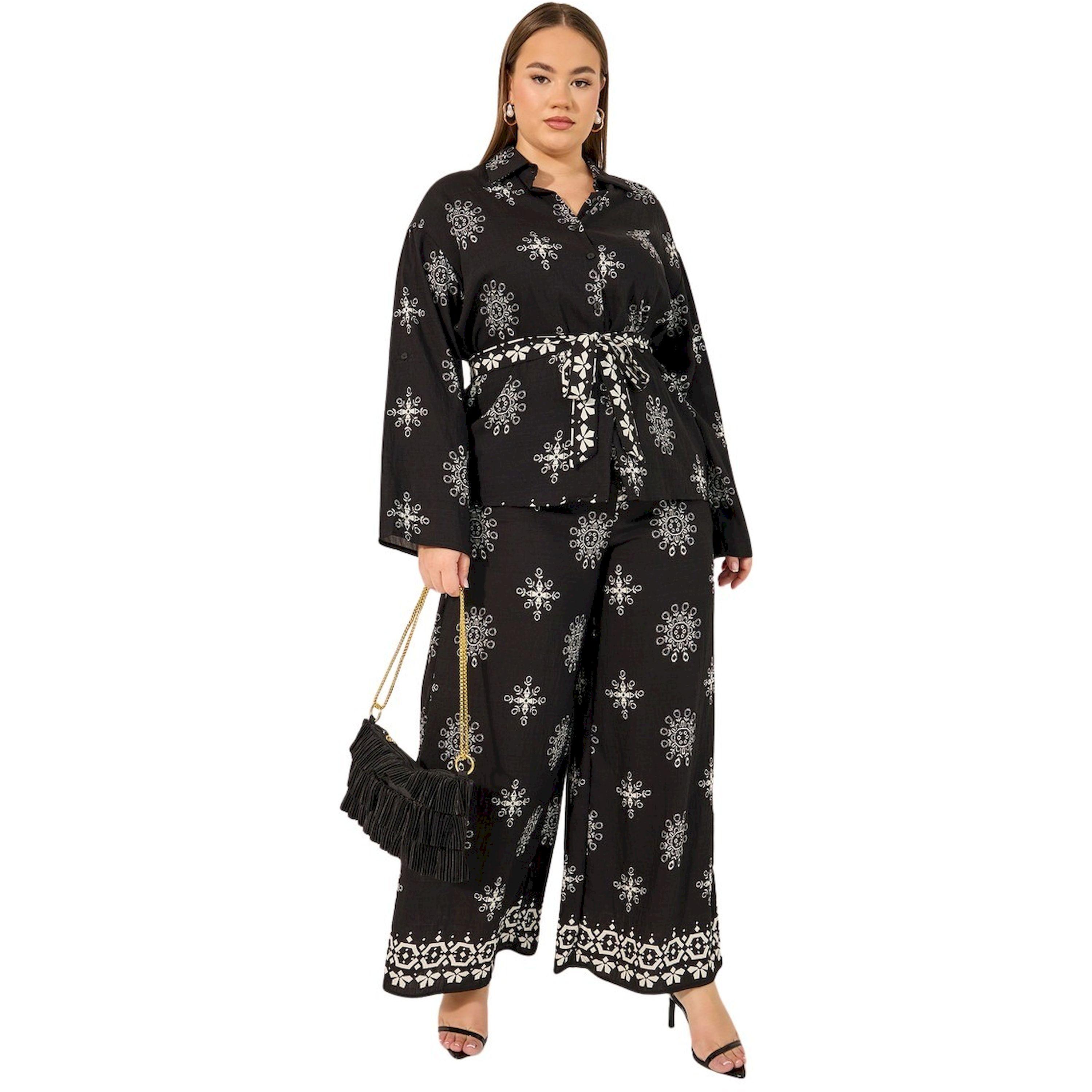 ستايلي - قميص مطبوع مقاس كبير مع بنطال واسع الساق-women-clothing-dresses-image-1