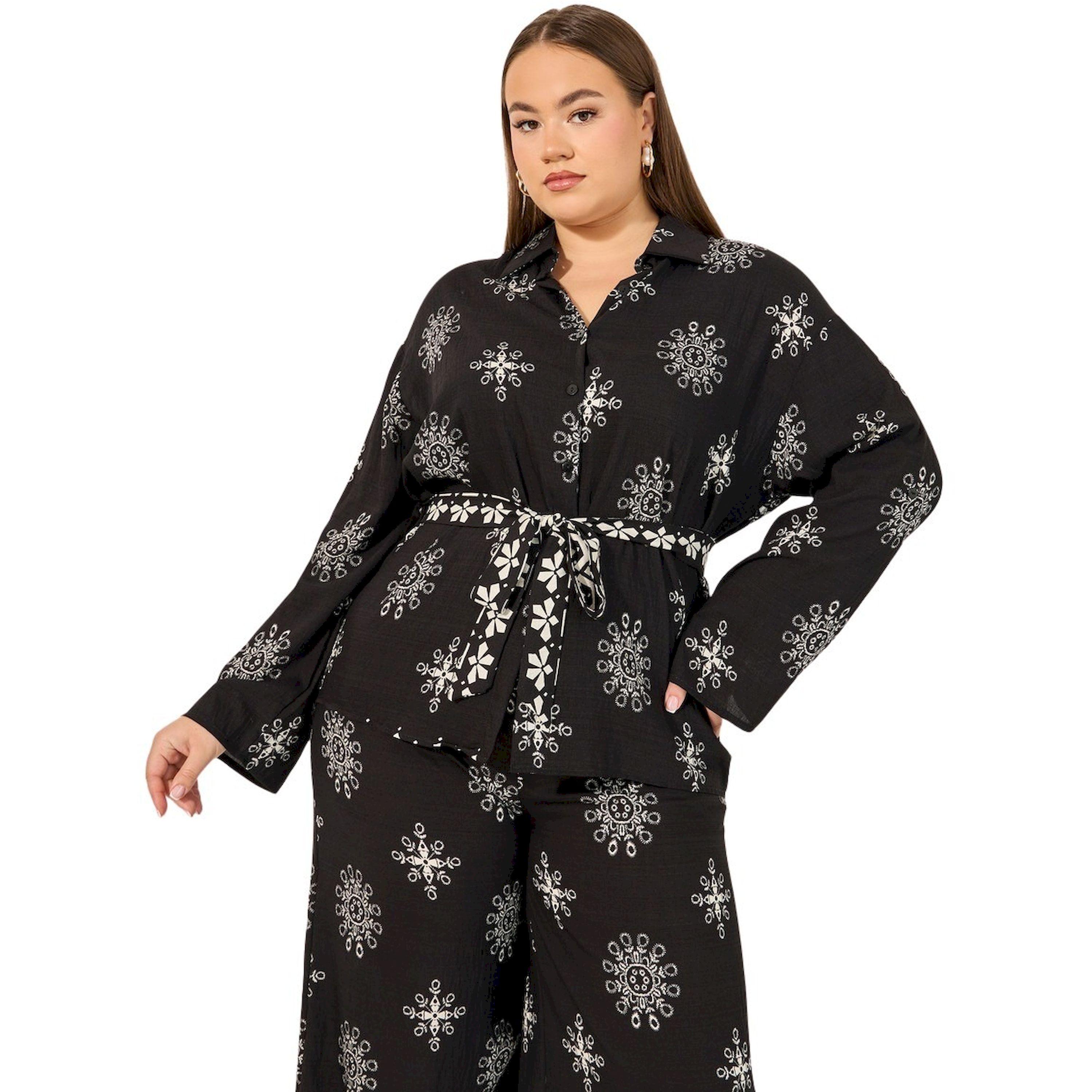 ستايلي - قميص مطبوع مقاس كبير مع بنطال واسع الساق-women-clothing-dresses-image-2