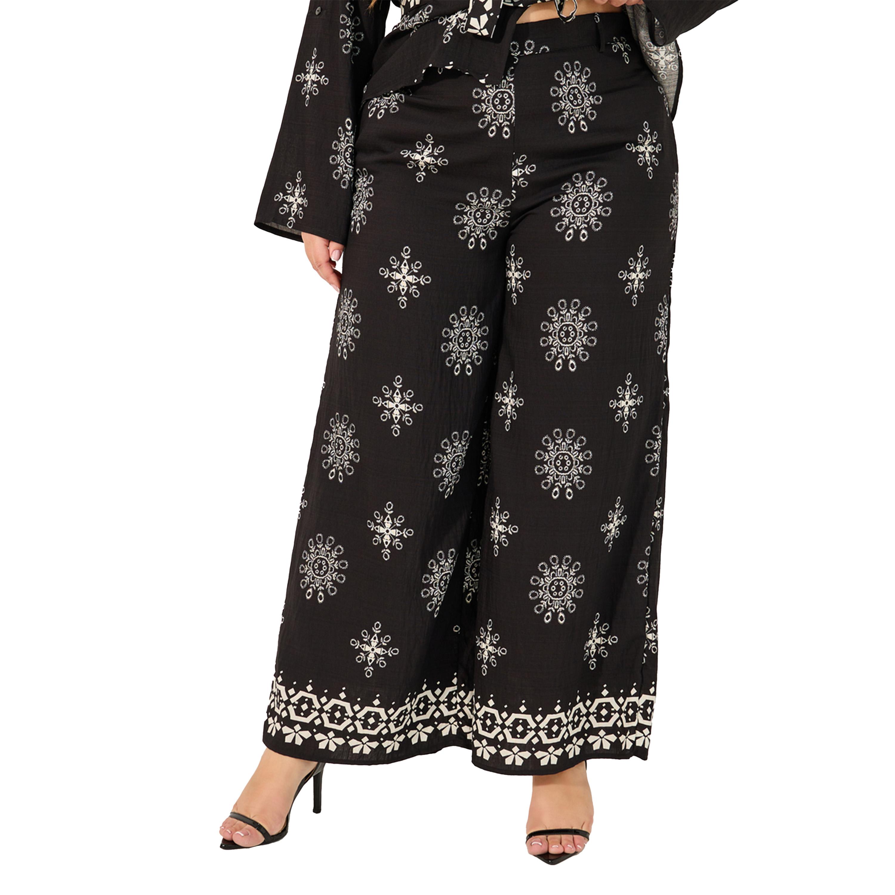 ستايلي - قميص مطبوع مقاس كبير مع بنطال واسع الساق-women-clothing-dresses-image-5
