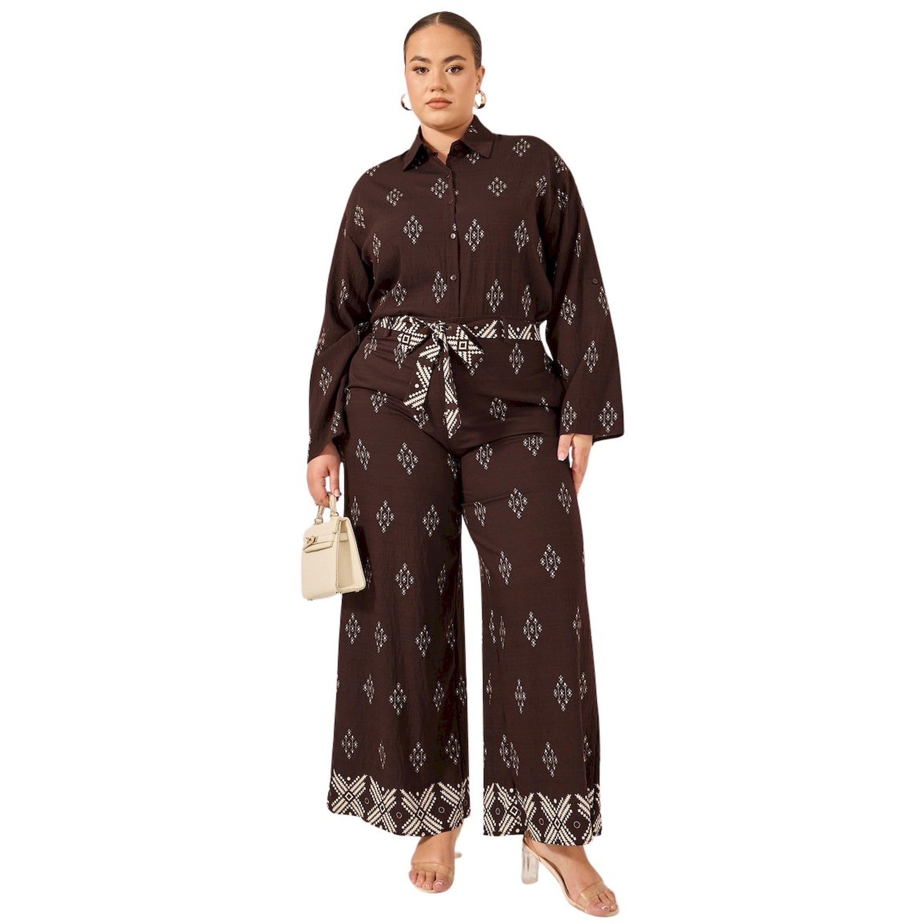 Styli Plus Size Printed Oversized Shirt and Wide Leg Trousers Co-Ords-women-clothing-dresses-image-1