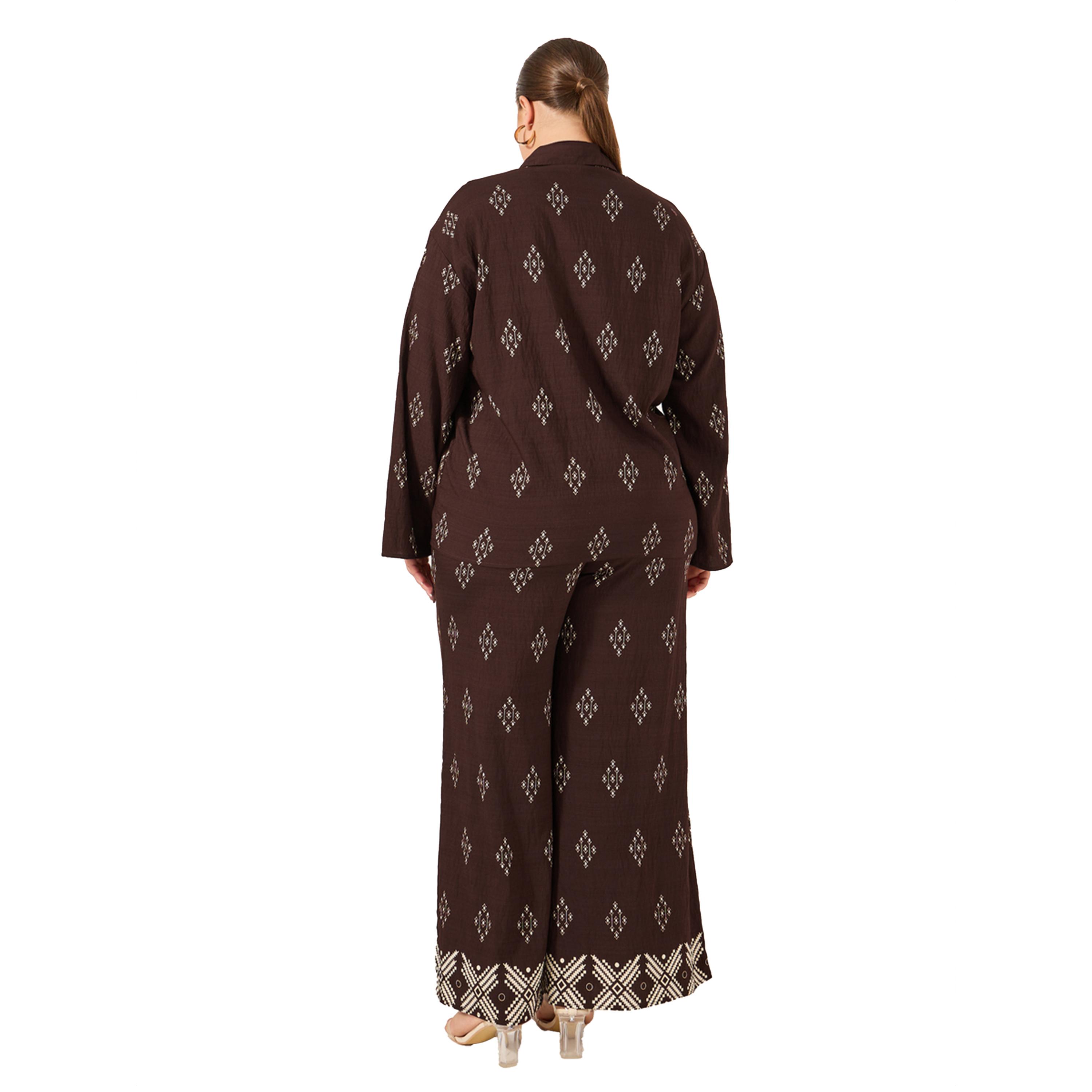 Styli Plus Size Printed Oversized Shirt and Wide Leg Trousers Co-Ords-women-clothing-dresses-image-4