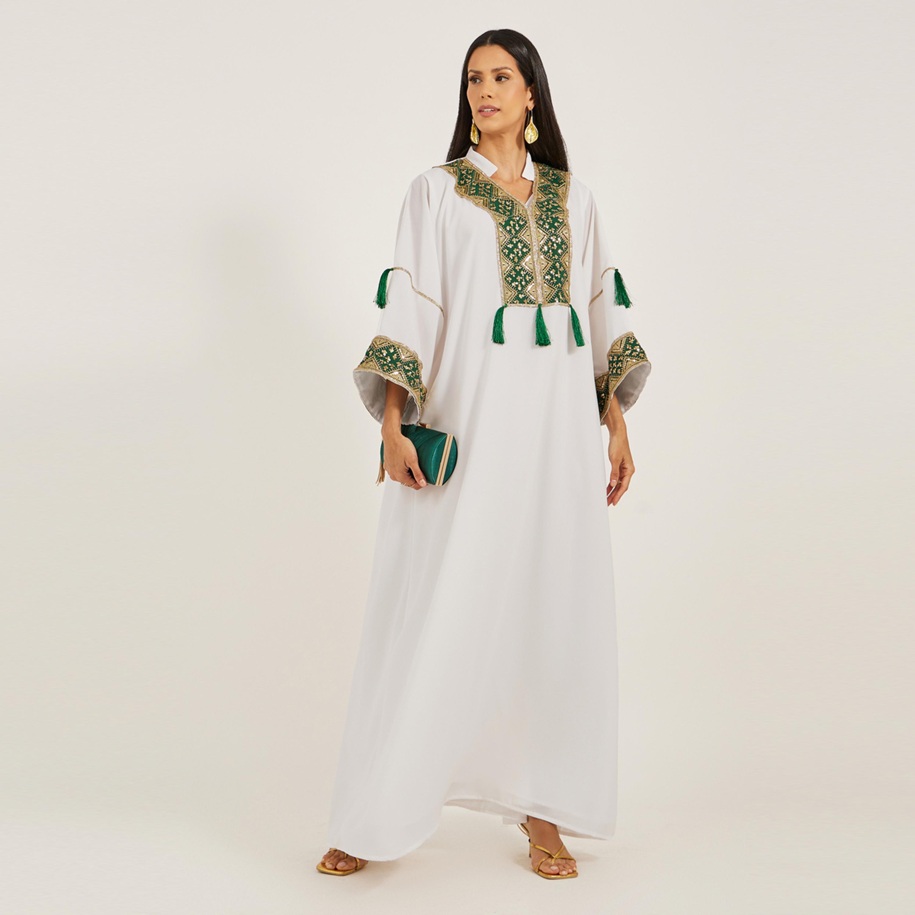 Maxim Creation X Styli Bsy Fabric Kaftan With Sequince Embroidery Work And Tassels-women-arabicclothing-kaftan-image-1