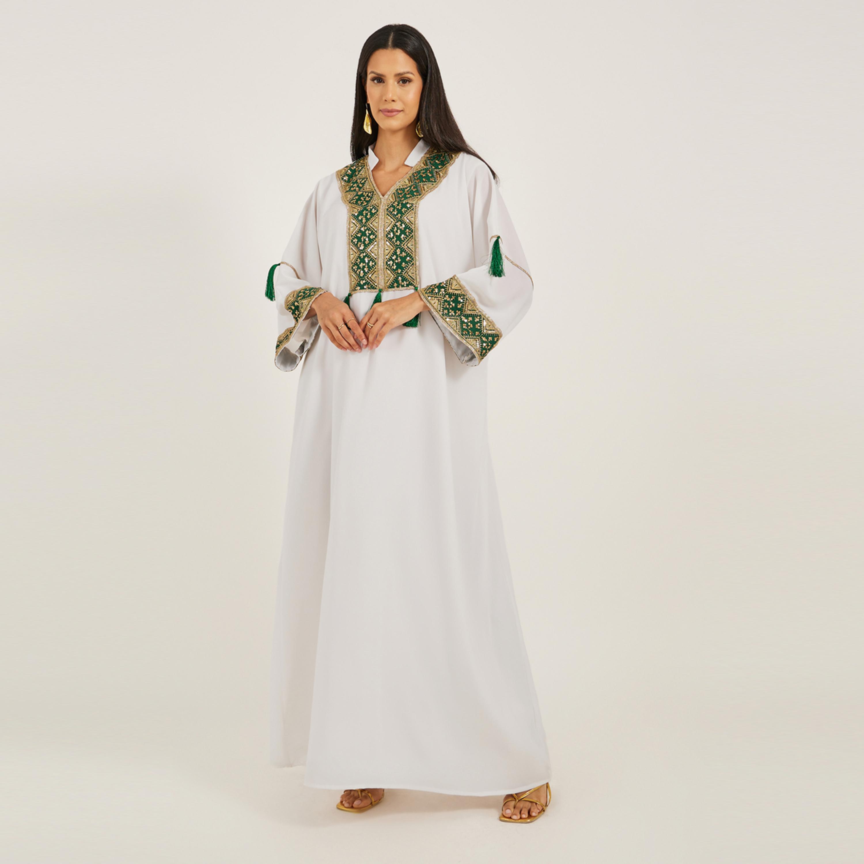 Maxim Creation X Styli Bsy Fabric Kaftan With Sequince Embroidery Work And Tassels-women-arabicclothing-kaftan-image-2