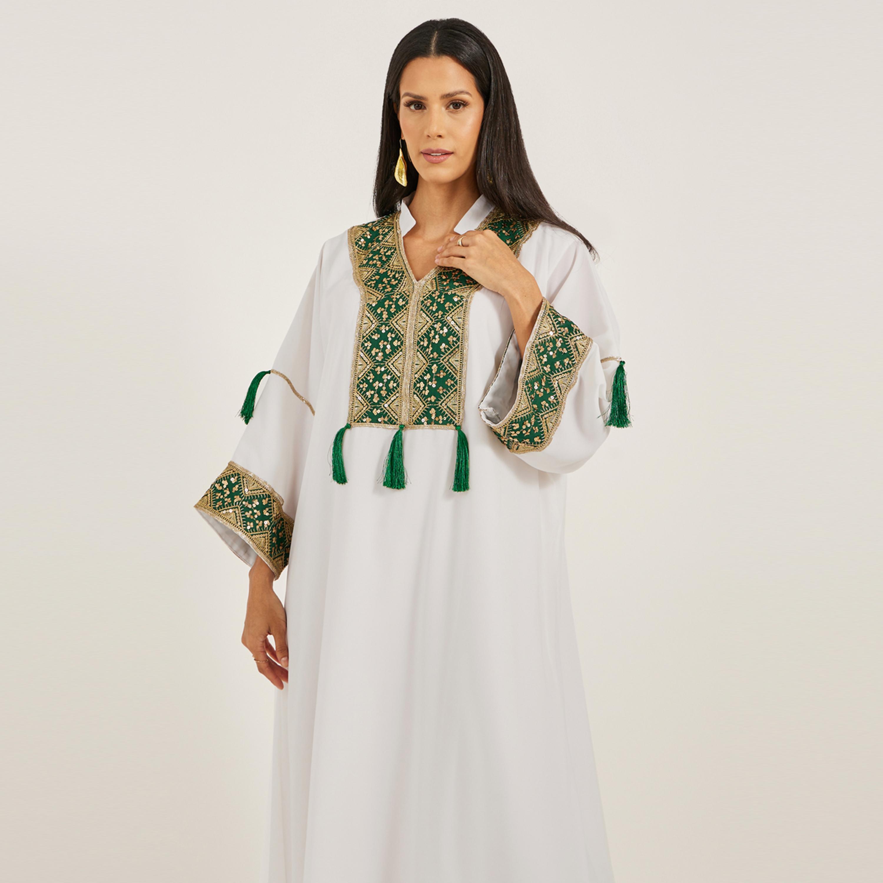 Maxim Creation X Styli Bsy Fabric Kaftan With Sequince Embroidery Work And Tassels-women-arabicclothing-kaftan-image-4