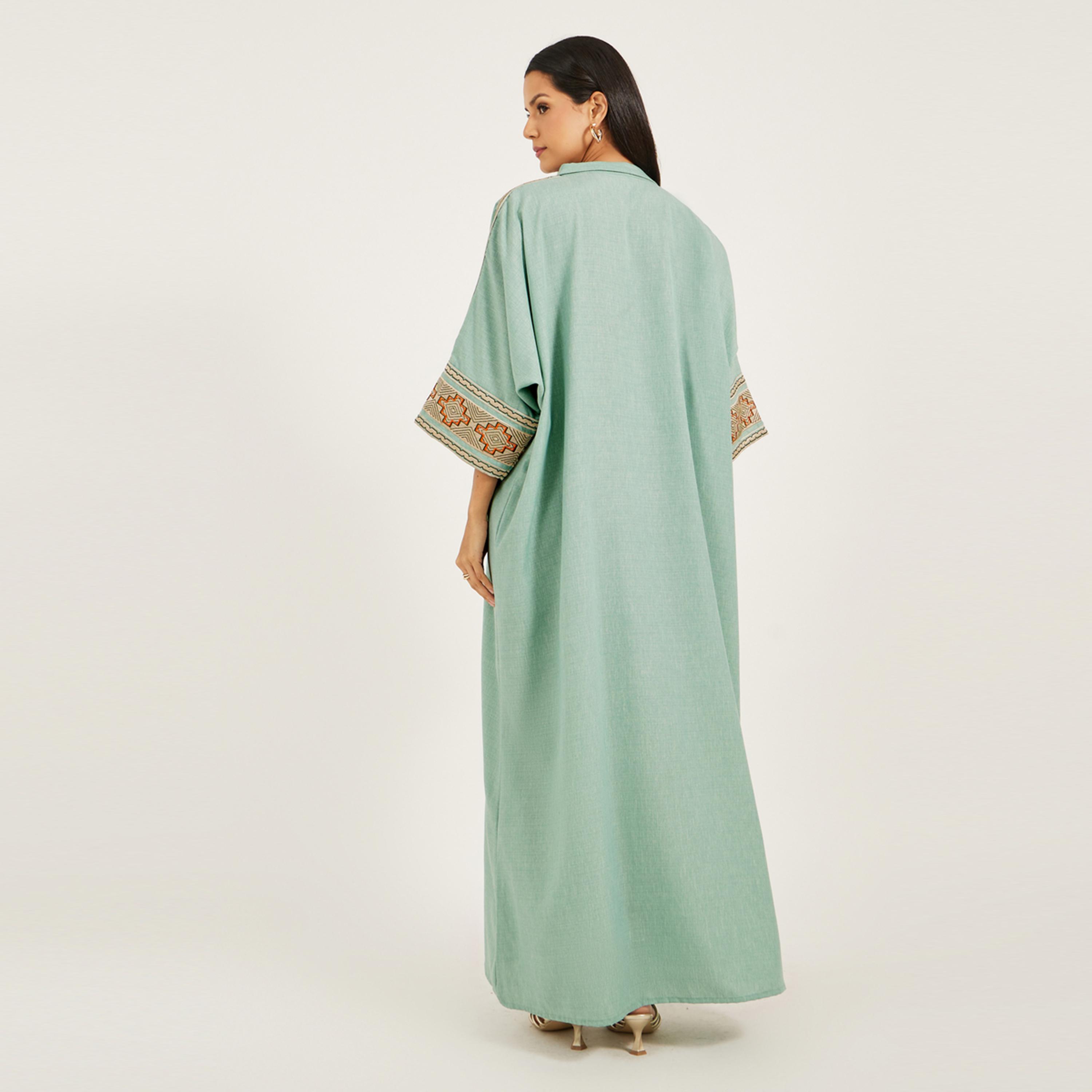 Maxim Creation X Styli Lilan Fabric Kaftan With Threadwork-women-arabicclothing-kaftan-image-5