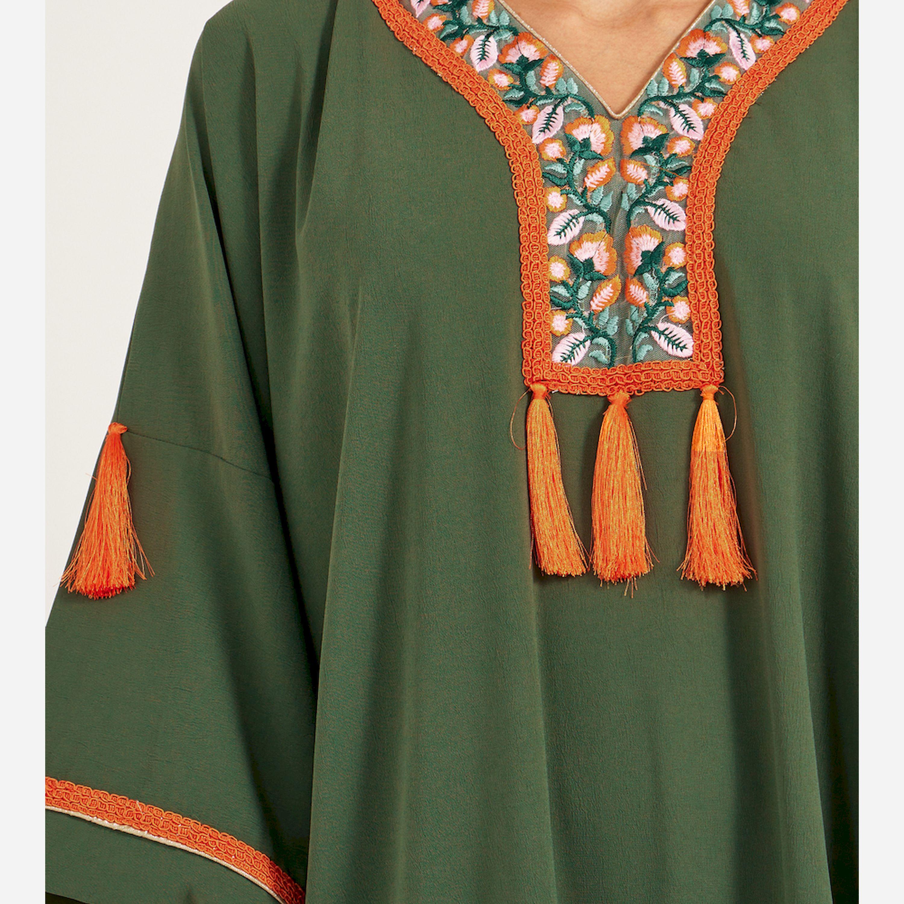 Maxim Creation X Styli Cey Fabric Kaftan With Threadwork And Tassels-women-arabicclothing-kaftan-image-4