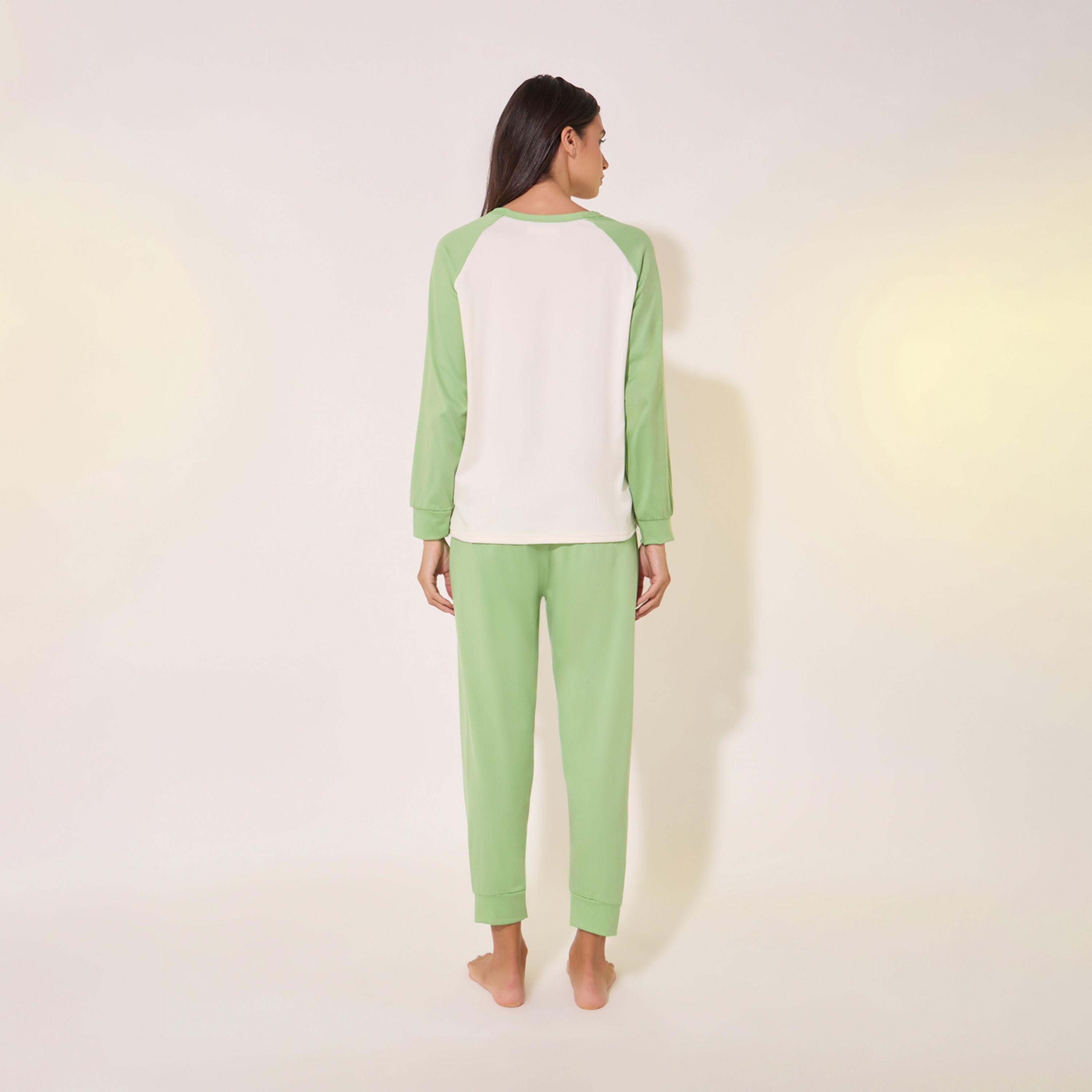 Take Two Graphic Print Raglan Sleeve Round Neck T-Shirt and Pyjama Set-women-clothing-nightwear-pyjamas-longsets-image-6