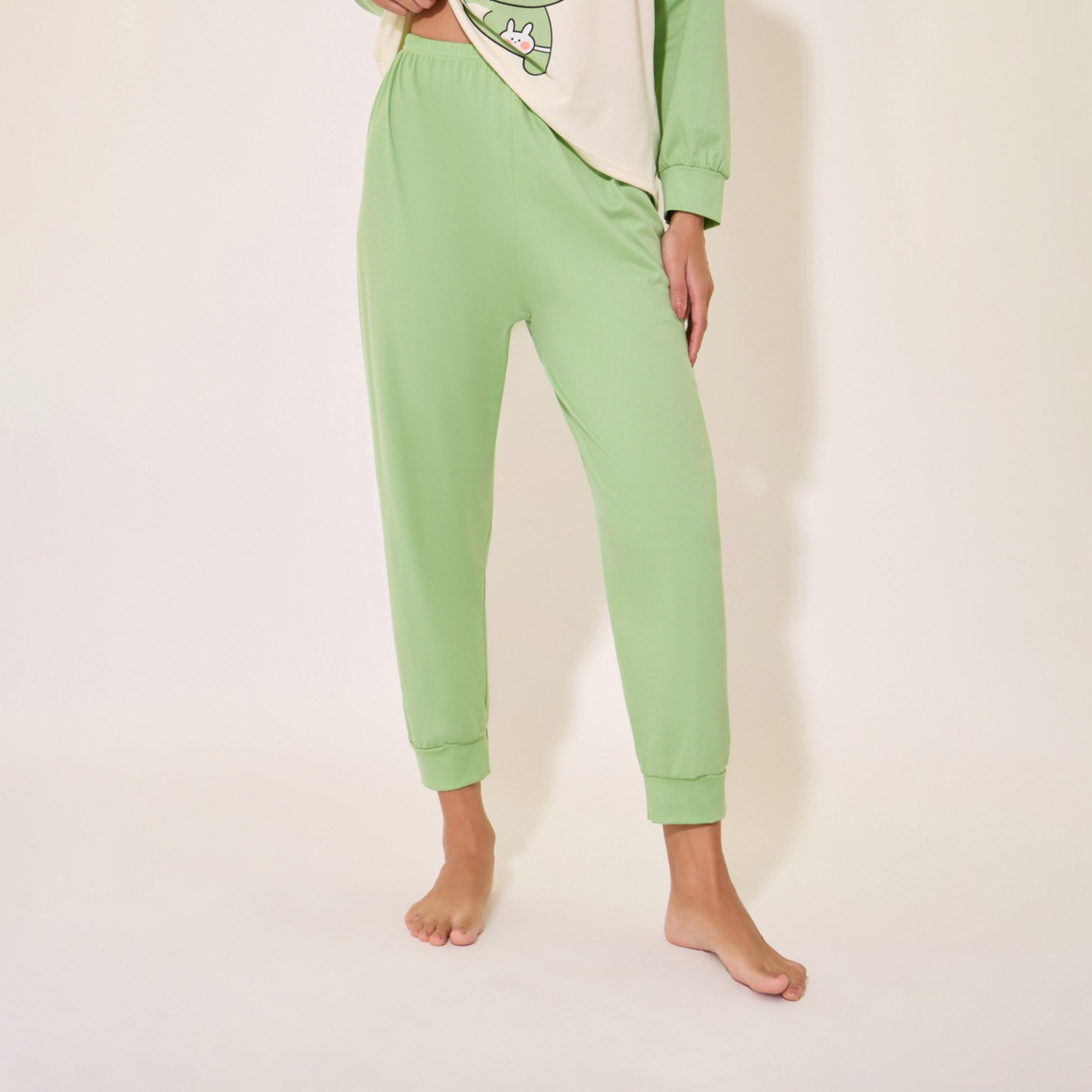 Take Two Graphic Print Raglan Sleeve Round Neck T-Shirt and Pyjama Set-women-clothing-nightwear-pyjamas-longsets-image-7