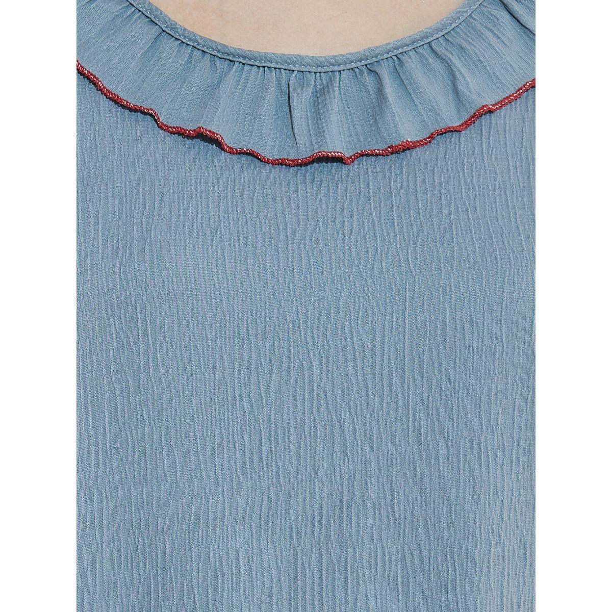 Take Two Textured Round Neck Ruffle Nightdress-women-clothing-nightwear-nighties-image-3