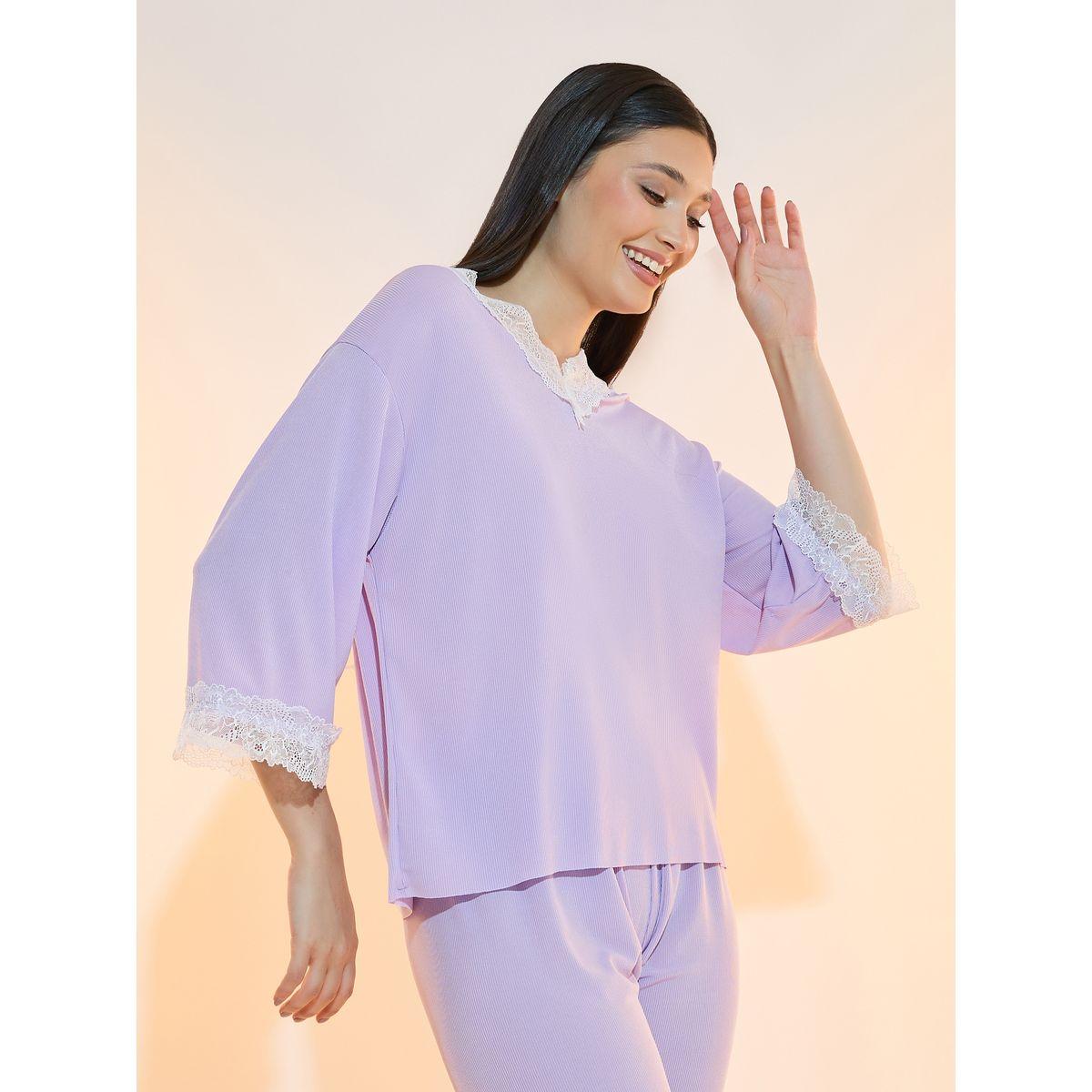 Take Two Texture Rib Lace Insert Top and Capri Set-women-clothing-nightwear-pyjamas-longsets-image-2