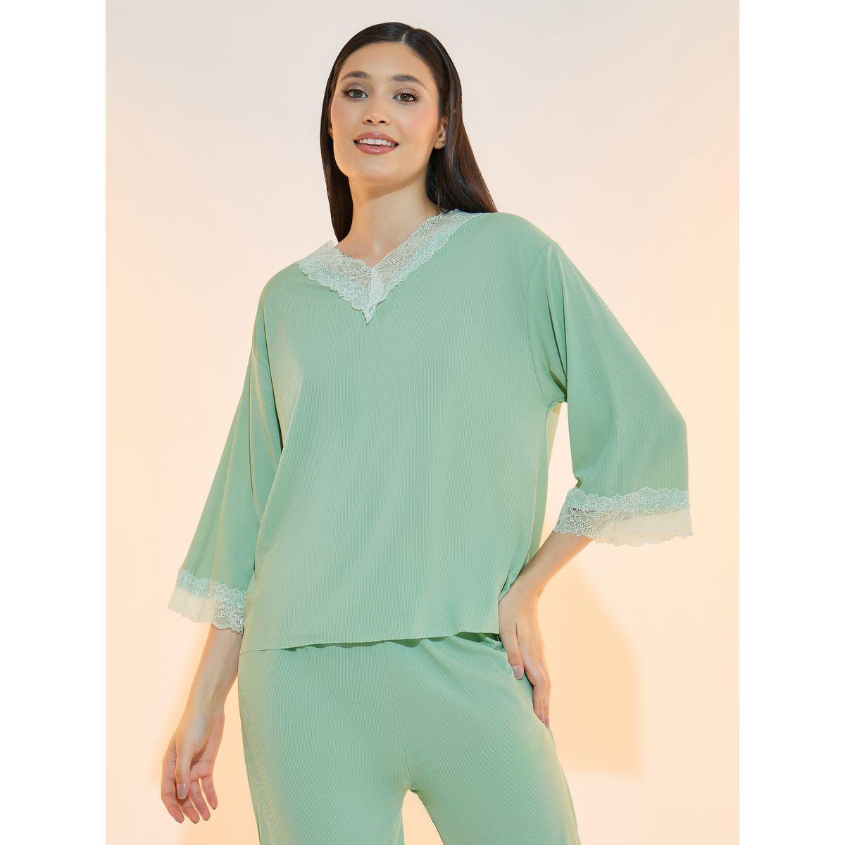 Take Two Texture Rib Lace Insert Top and Capri Set-women-clothing-nightwear-pyjamas-longsets-image-2