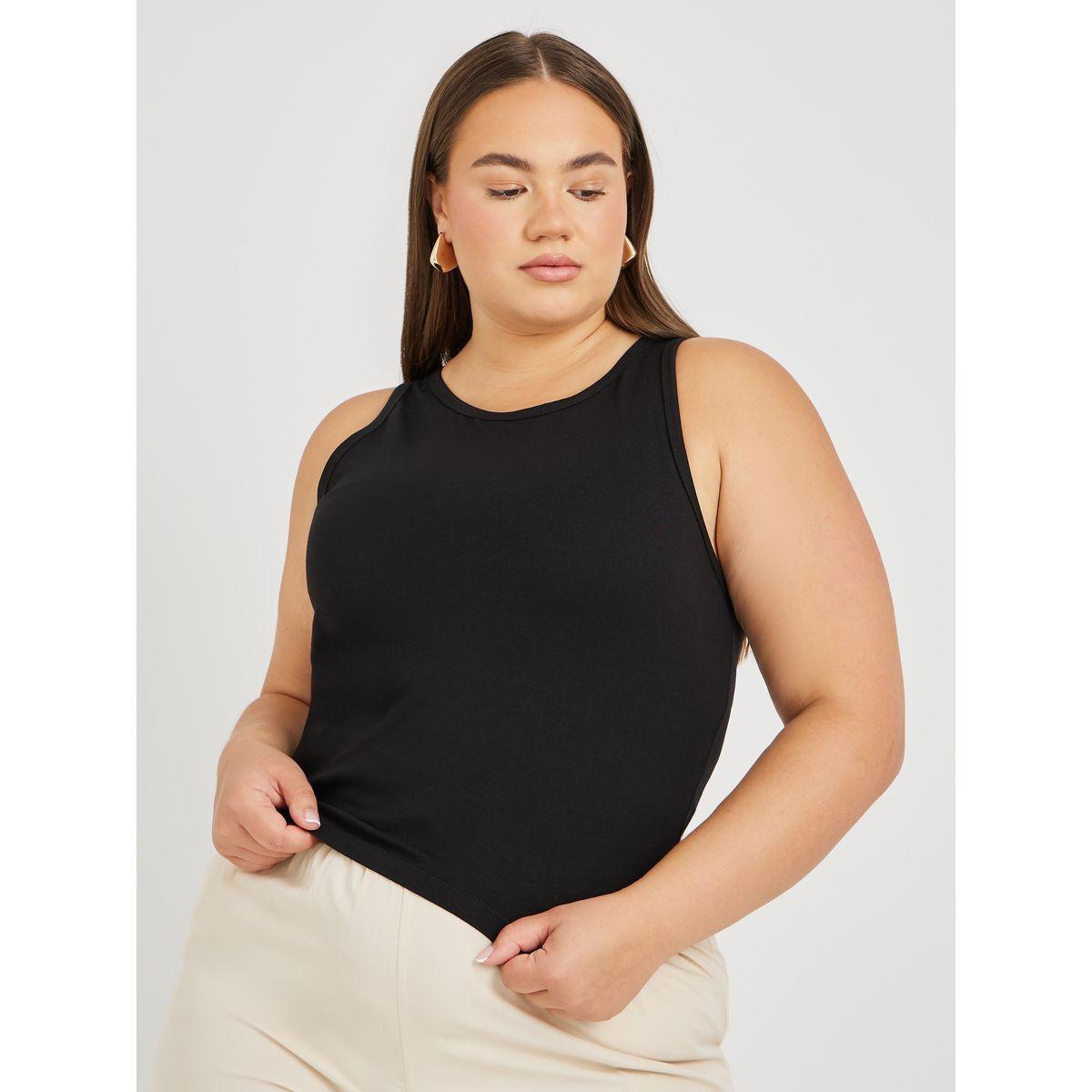 Styli Plus Size Solid Round Neck Tank-women-clothing-tshirts-image-1