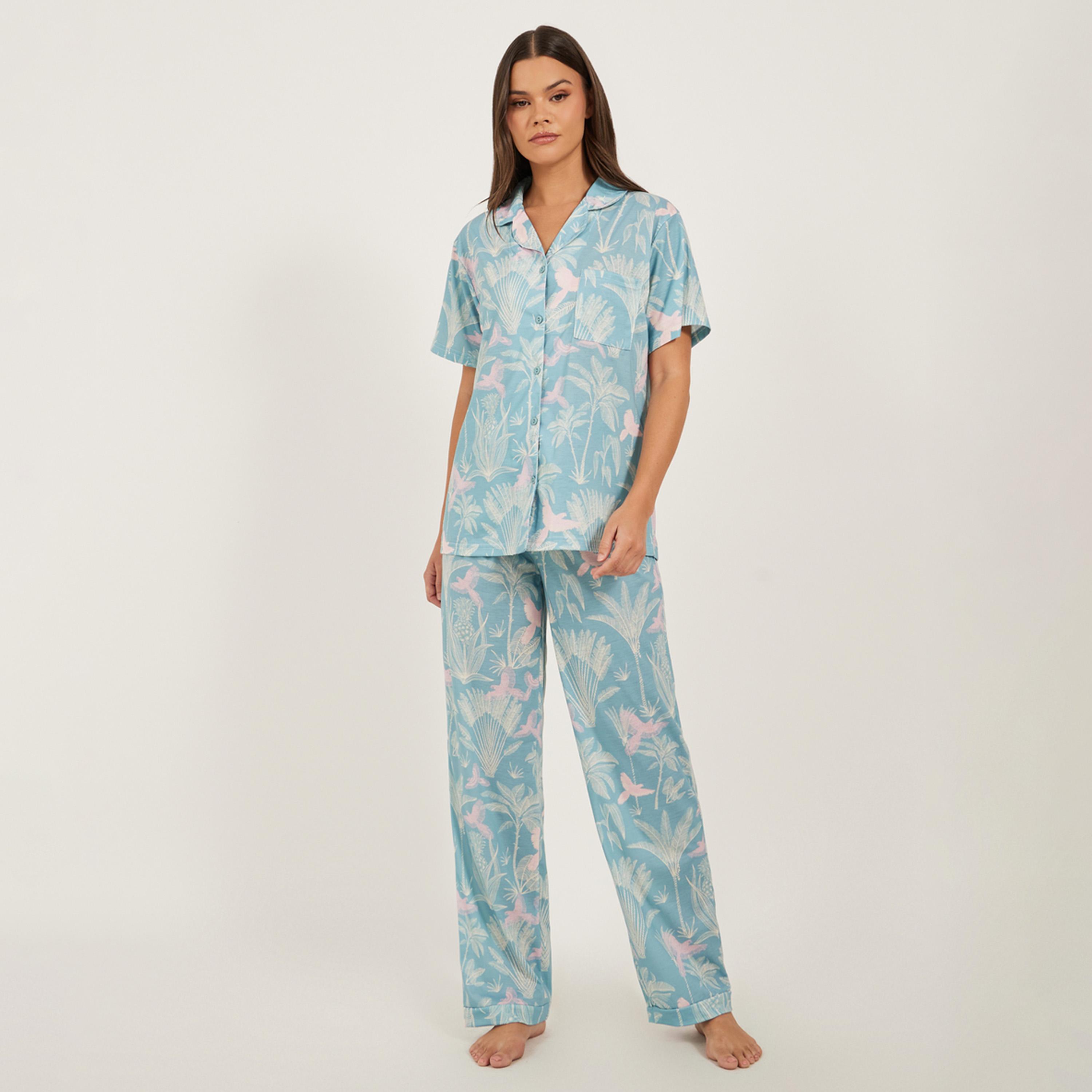 Styli Tropical Printed Shirt and Pyjama Pants Set-women-clothing-nightwear-pyjamas-longsets-image-1