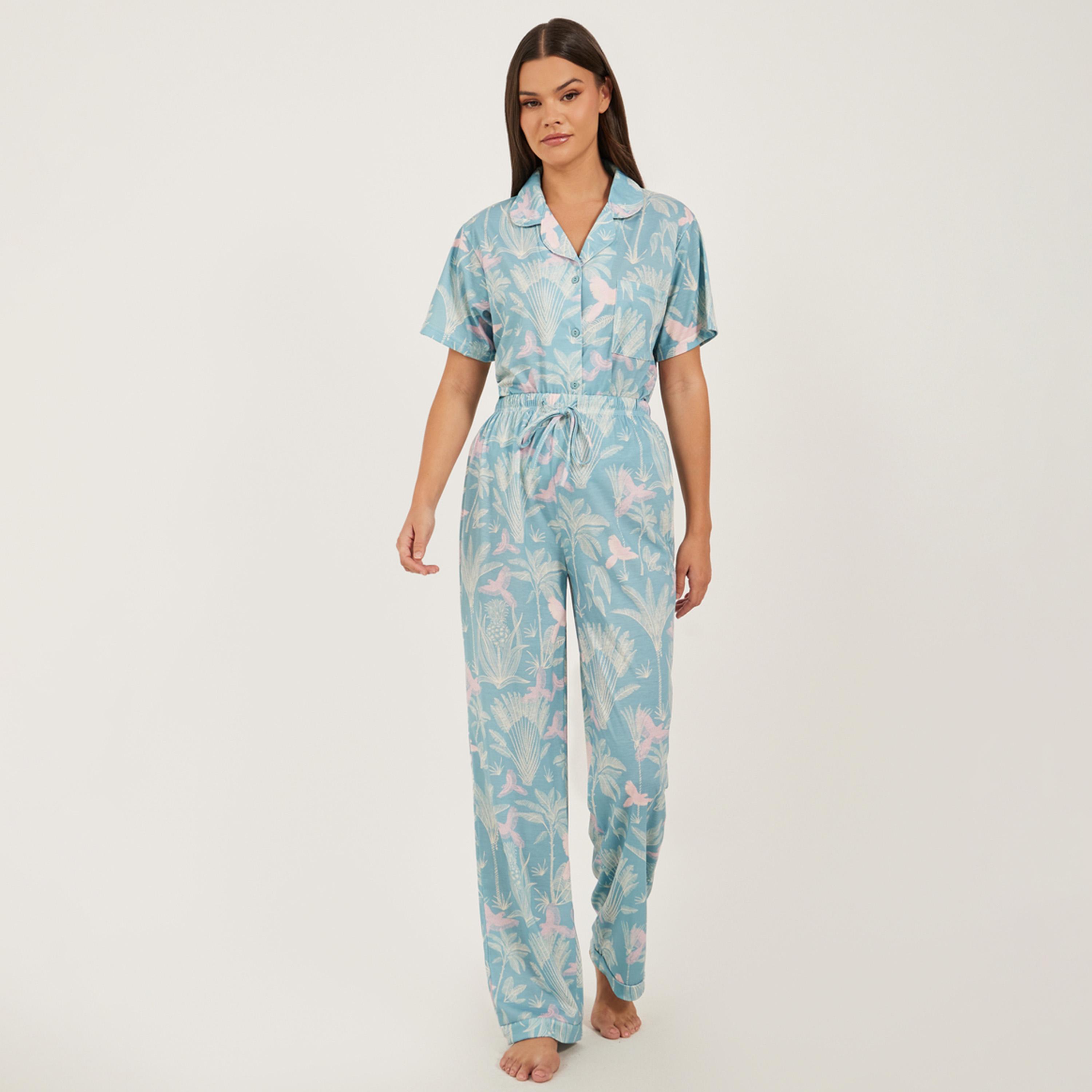 Styli Tropical Printed Shirt and Pyjama Pants Set-women-clothing-nightwear-pyjamas-longsets-image-2