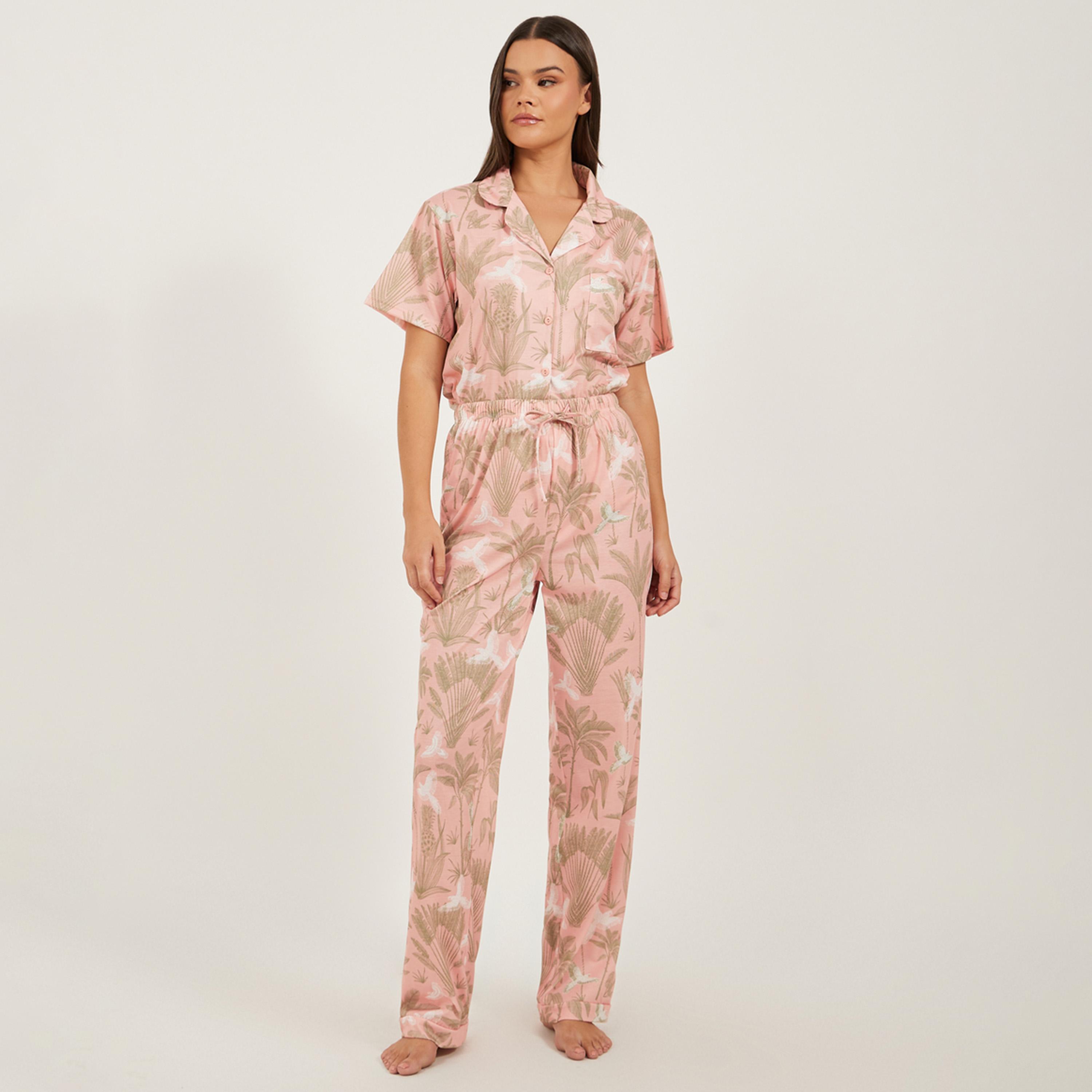 Styli Tropical Printed Shirt and Pyjama Pants Set-women-clothing-nightwear-pyjamas-longsets-image-2
