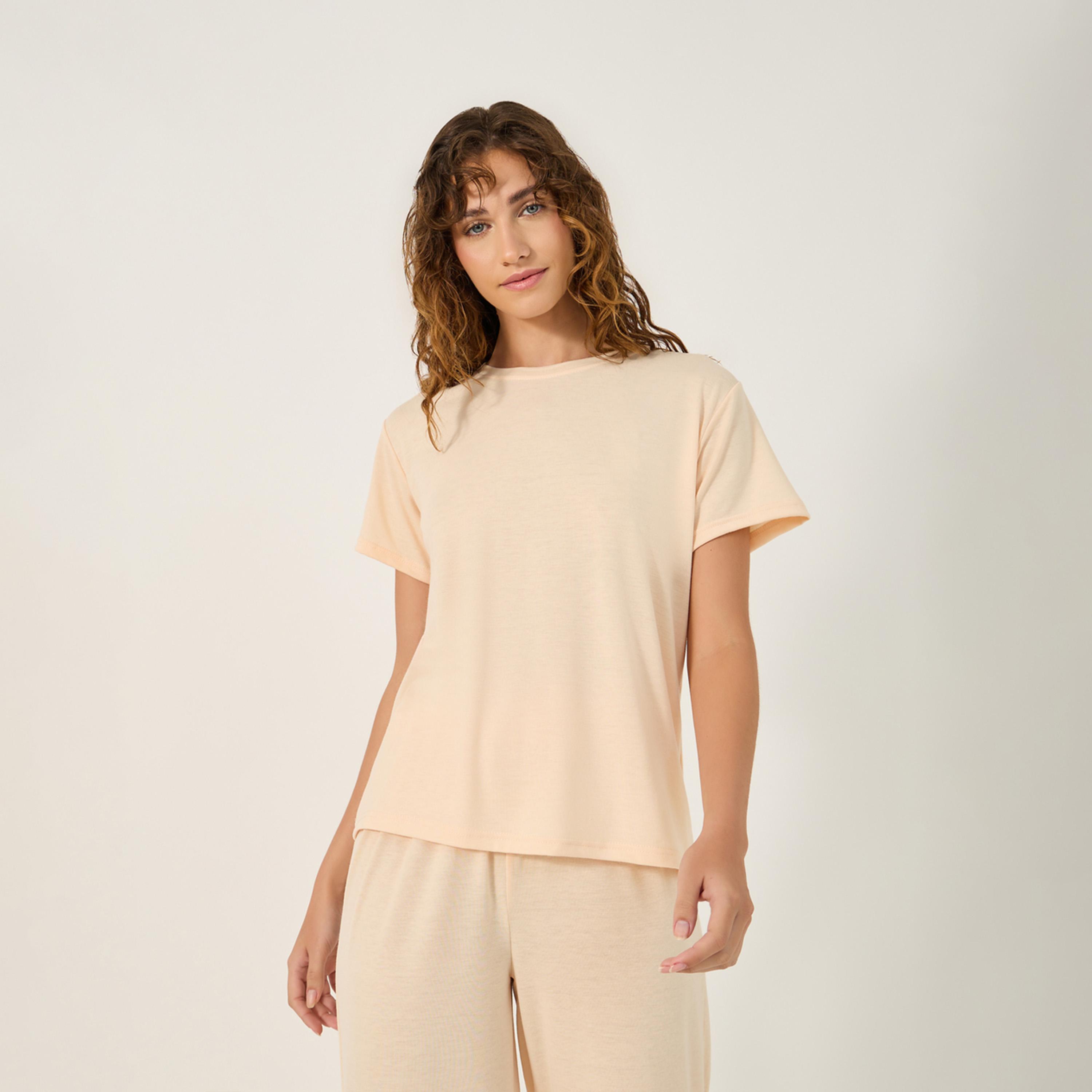 Styli Graphic Print Round Neck T-Shirt and Pyjama Set-women-clothing-nightwear-pyjamas-longsets-image-4