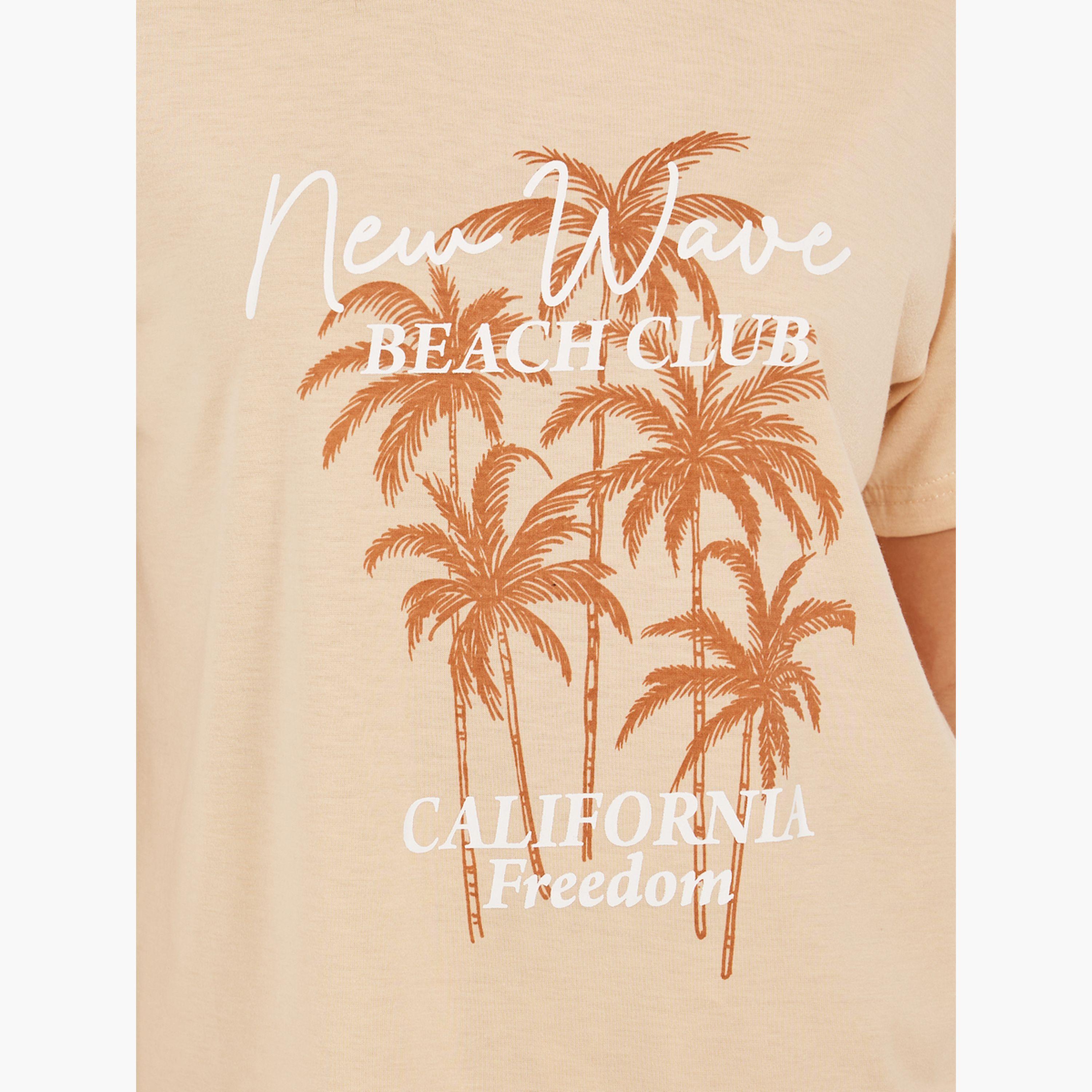 Styli Palm Printed Dropped Shoulder T-Shirt and Pyjama Pants Set-women-clothing-nightwear-pyjamas-longsets-image-4