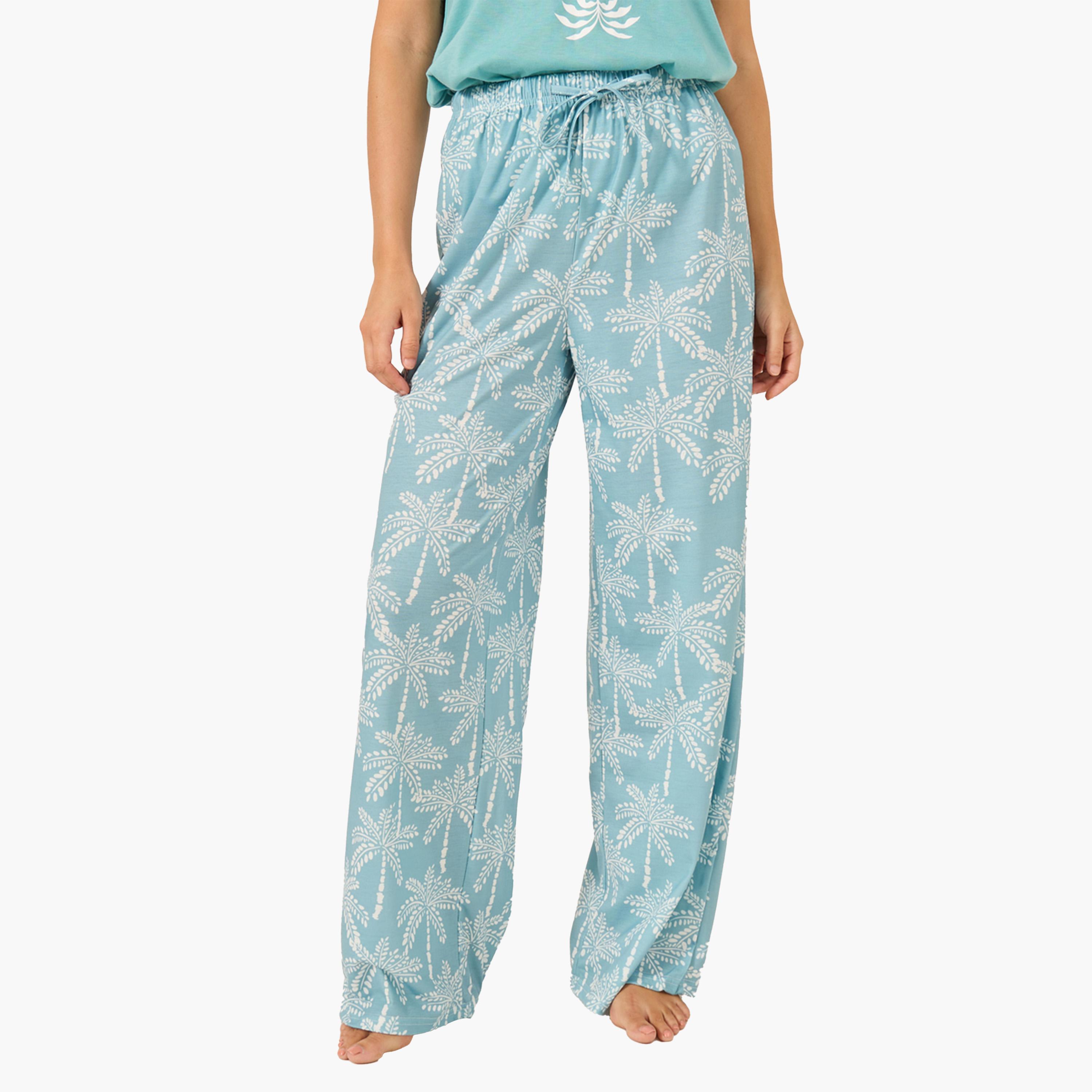Styli Palm Graphic Print Dropped Shoulder T-Shirt and Straight Pyjama Set-women-clothing-nightwear-pyjamas-longsets-image-6