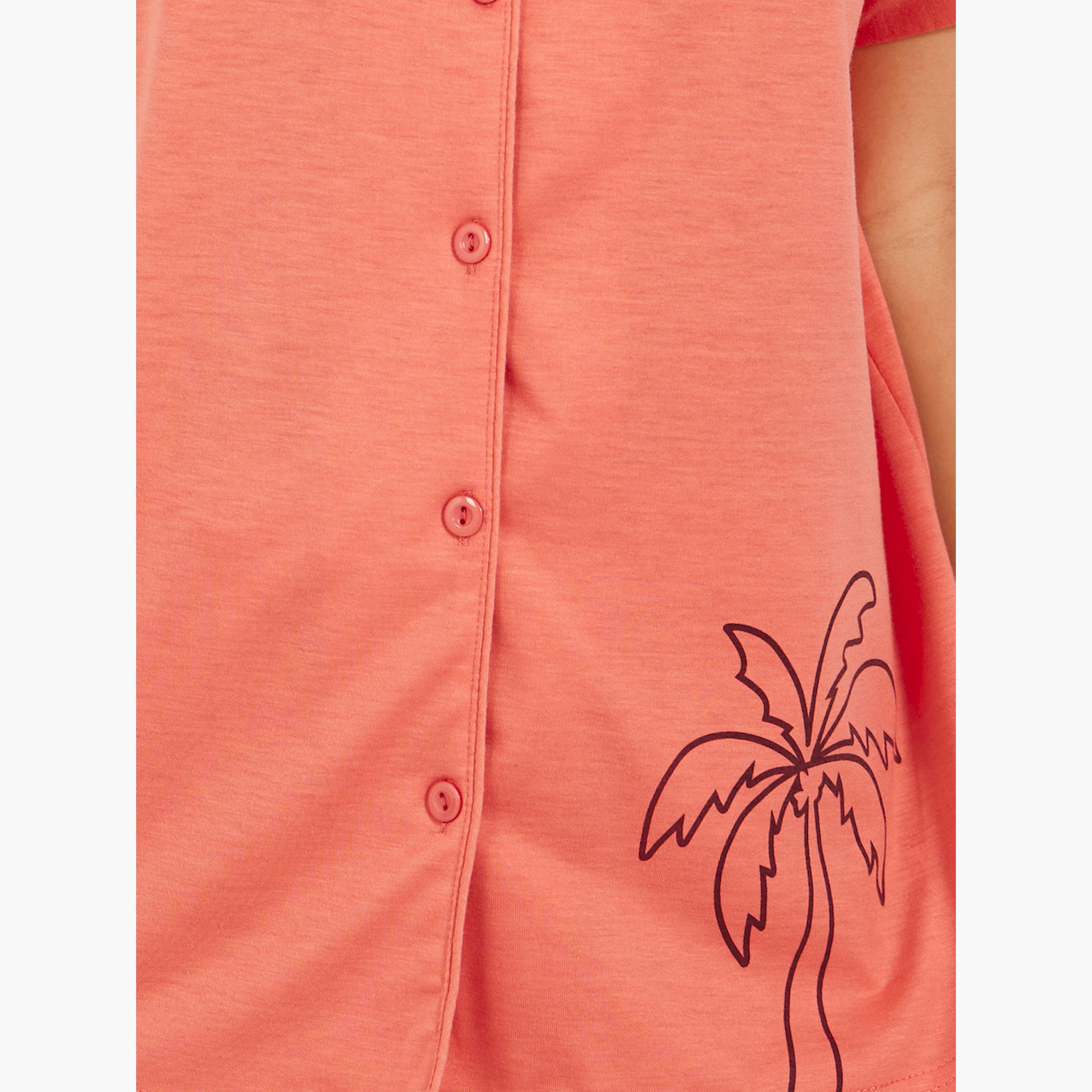 Styli Palm Placement Printed Shirt and Pyjama Shorts Set-women-clothing-nightwear-pyjamas-shortsets-image-4