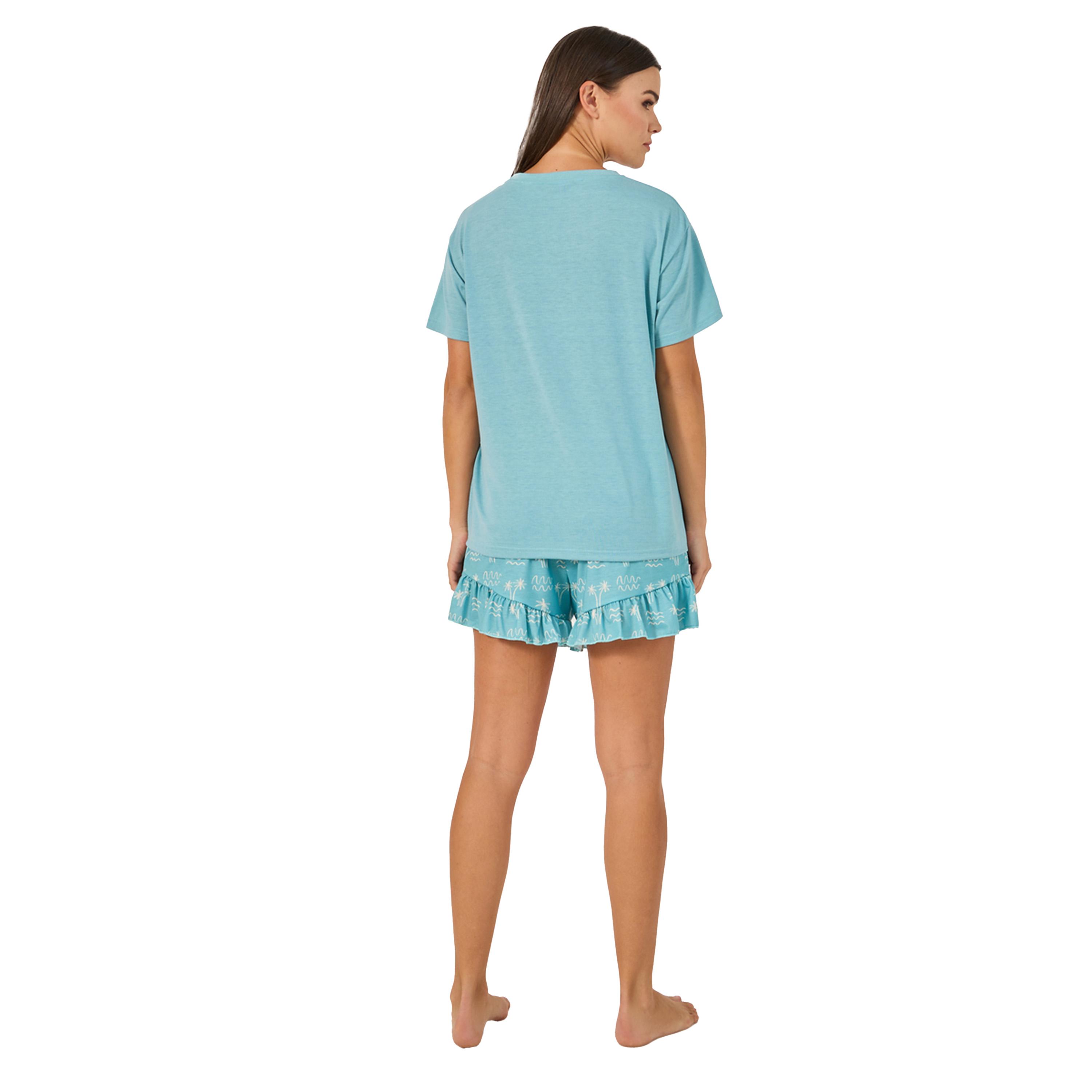 Styli Graphic Drop Shoulder Tee and Ruffle Short Set-women-clothing-nightwear-pyjamas-shortsets-image-5