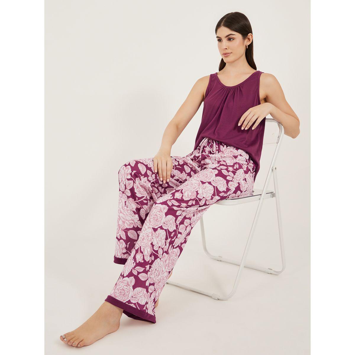 Styli Floral Printed Sleeveless Pajama Set-women-clothing-nightwear-pyjamas-longsets-image-1