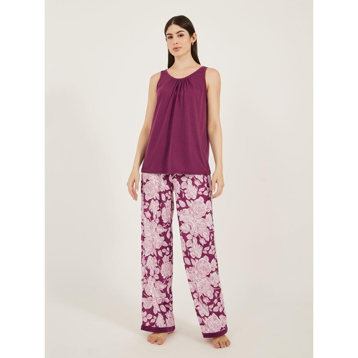 Styli Floral Printed Sleeveless Pajama Set-women-clothing-nightwear-pyjamas-longsets-image-3